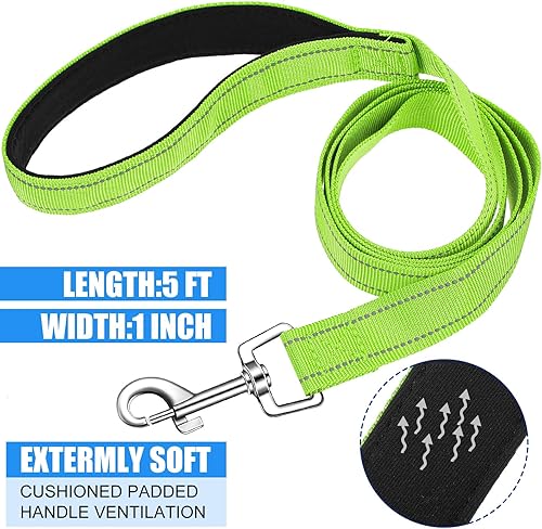 Miniatura 2 de Paquete de 6 correas de entrenamiento de nailon de 5 pies a granel para perros medianos y grandes, mango acolchado resistente, correa de tracción