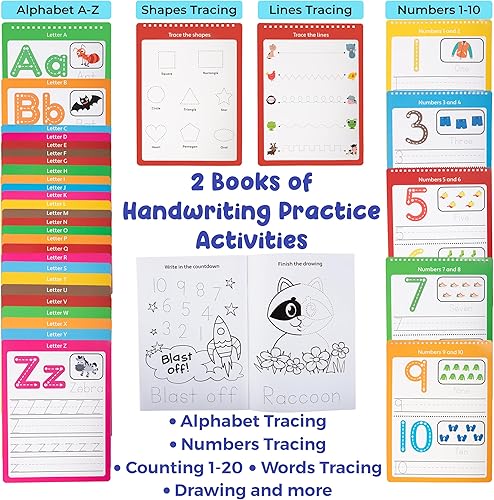 Miniatura 3 de Práctica de escritura a mano para niños  2 libros de ejercicios preescolares con empuñaduras para lápices para niños escritura a mano  Actividades