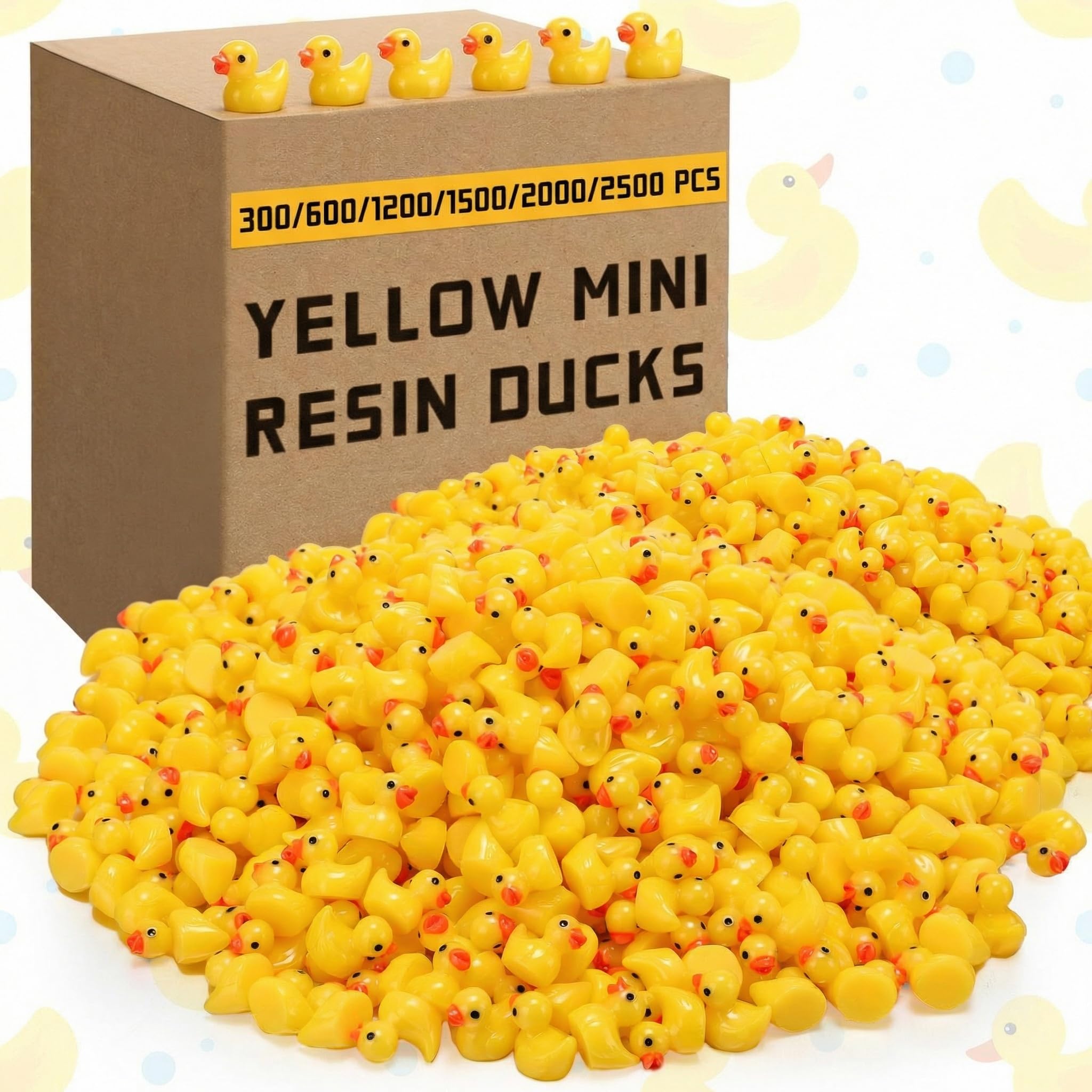 Barydat 2000 Pcs Mini Resin Ducks Yellow Bulk Tiny Duck Decoration for Hide and Seek Prank Cruises Miniature Garden Accessory Figures for Dollhouse