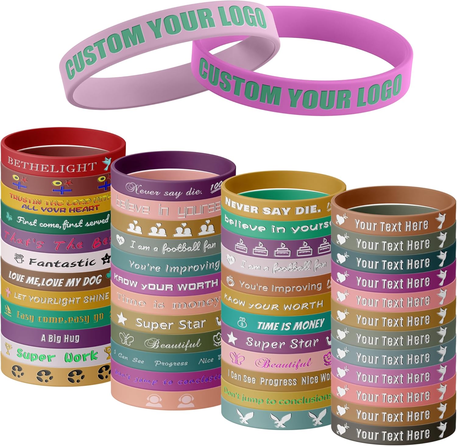 Auroyagift 101001000 Custom Rubber Bracelet with Text