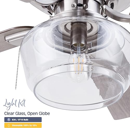 Miniatura 8 de Prominence Home MaCenna - Ventilador de techo LED tradicional de 52 pulgadas para interiores con luz, control remoto, cuchillas de doble acabado,