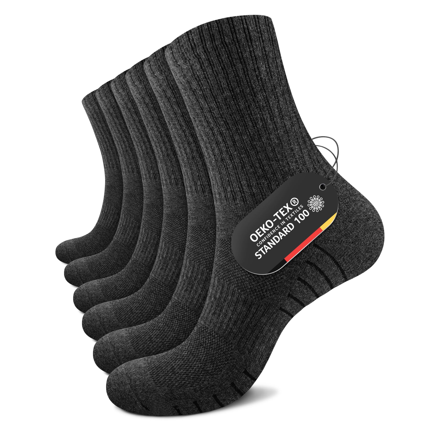 FALARY Sportsocken Wandersocken Herren Damen Tennissocken Socken Thermo Wintersocken Herrensocken Laufsocken 43-46 39-42 Trekkingsocken Gepolstert Atmungsaktiv Baumwolle 6 Paar