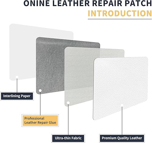 Miniatura 219 de ONine - Cinta de reparación de piel, parche para reparación de piel autoadhesivo de 12 x 48 pulgadas, impermeable, resistente al desgaste, para Negro