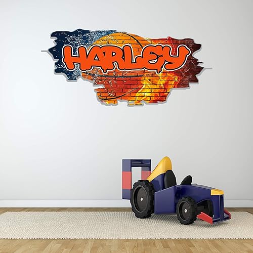 Miniatura 2 de Calcomanía de pared personalizada con nombre de graffiti en 3D, calcomanía decorativa de vinilo para decoración de vinilo, extraíble, despegar y