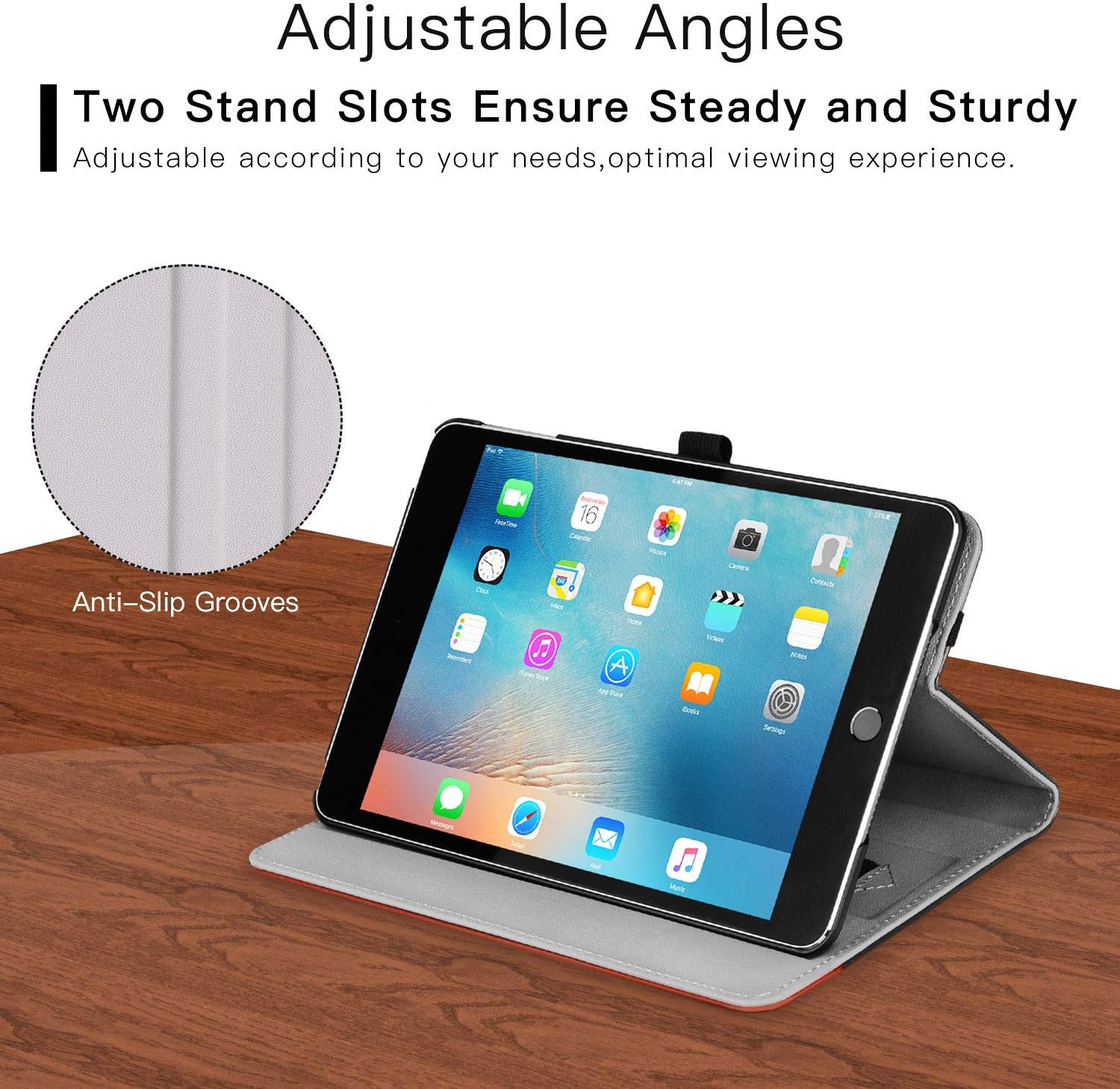 Ztotop iPad Mini 4 Case, Leather Folio Stand Protective Case Smart Cover with Multi-Angle Viewing, Paperwork Card Pocket, Functional Elastic Strap for iPad Mini 4 - Denim Dual Color