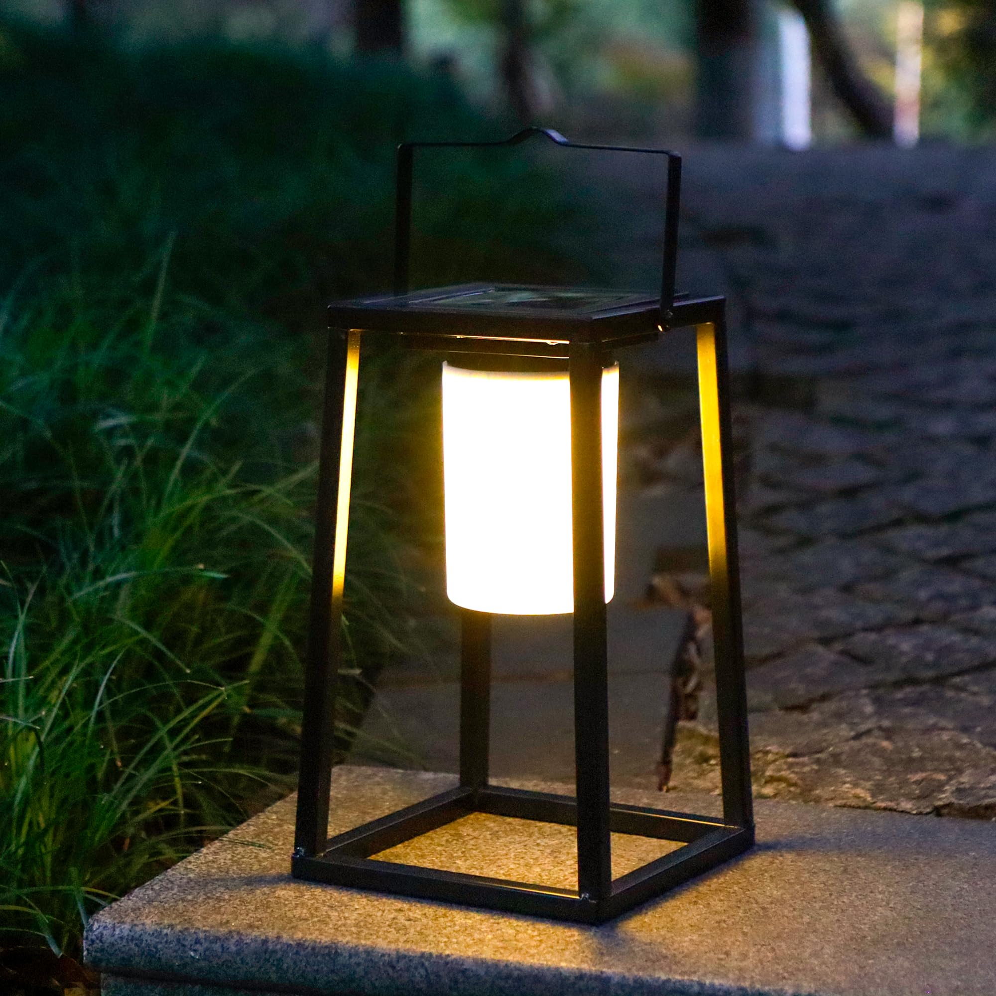 Trirocks Women's Black Birthday Gifts For Mum Grandma 38 Cm H Solar Outdoor Lantern Garden Ornaments, Ip44 Waterproof Metal Hanging Garden Lights Solar Lanterns For Outside Patio Yard Pathway Decor (Black)