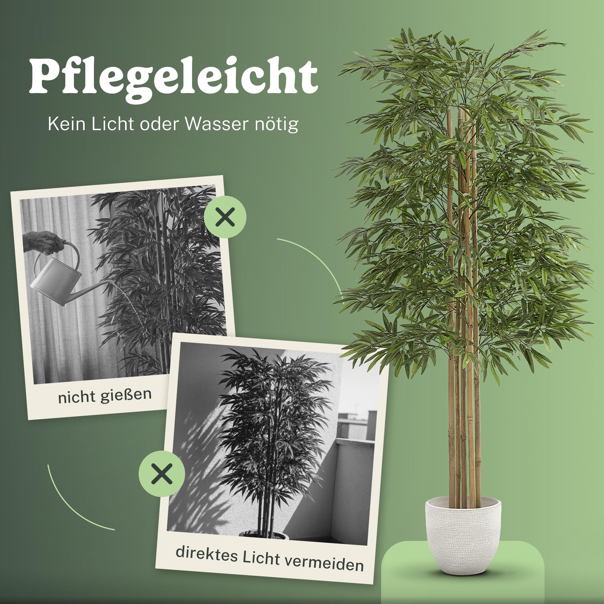 Maia Shop | Künstlicher Bambus | Künstlicher Baum | Maße: 180 x 80 cm | Künstliche Pflanzen | Fake Plant | Plastik Pflanze | Deko | Deko Wohnzimmer