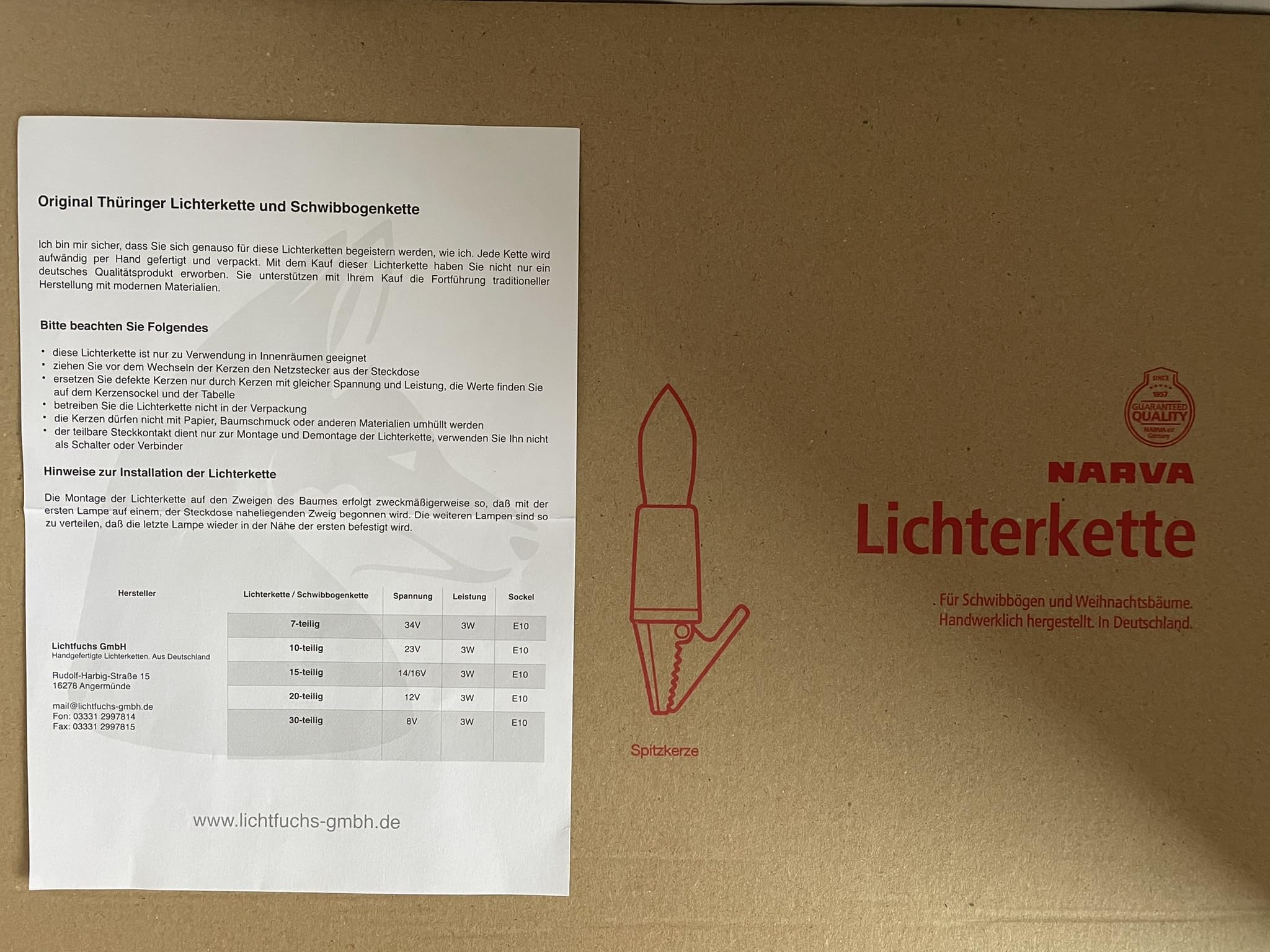 Weihnachtsbaum Lichterkette 30 Minischaftkerzen innen