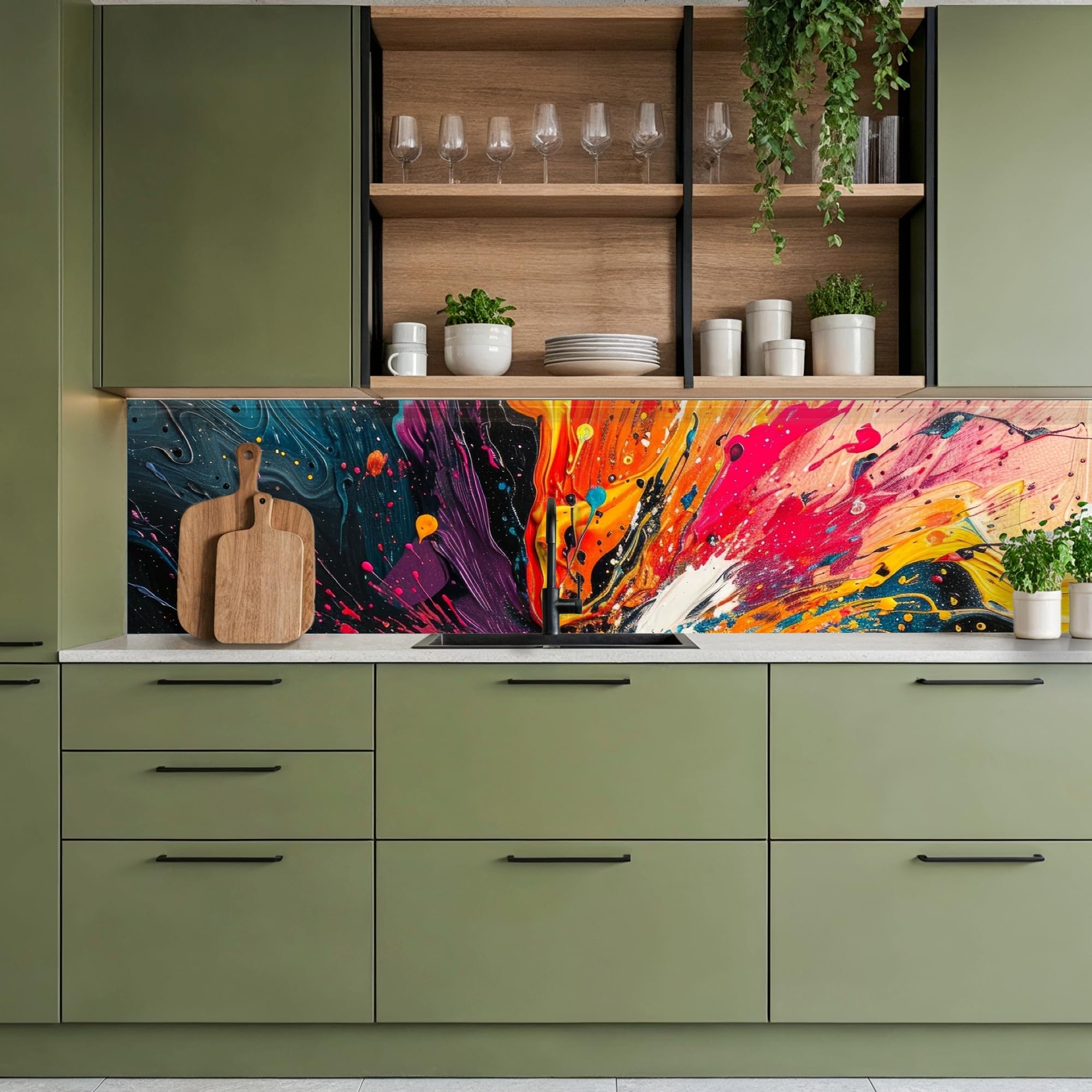 KitchenYeah© Paraschizzi Cucina Adesivo 60x250 cm Pannello Parete per Paraspruzzi Adesivi Muro Colori - Vernice - Modello