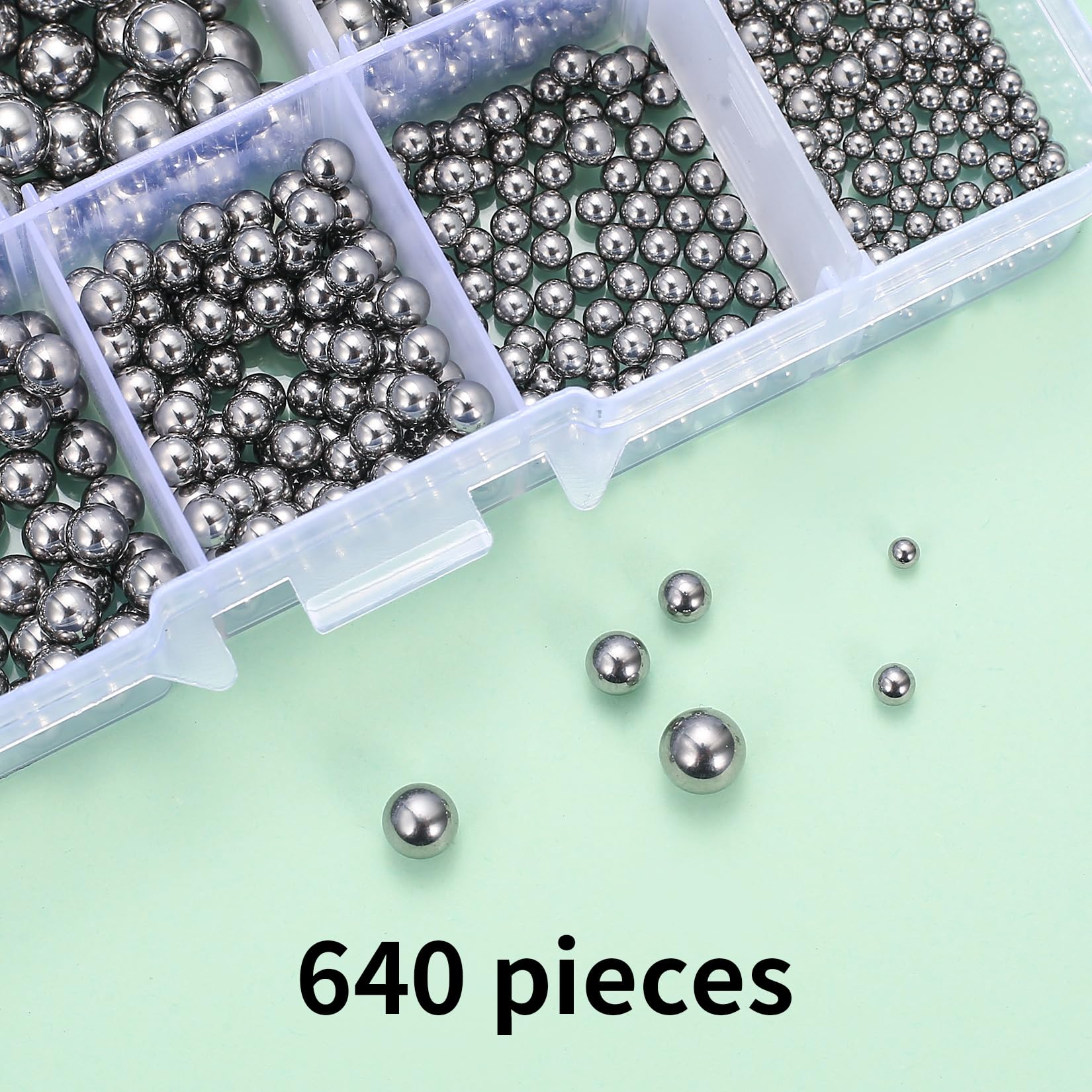 640 Pz Cuscinetti a Sfera in Acciaio Inossidabile, Sfere per Cuscinetti di Precisione in Acciaio Inox 304 per Ruote di Biciclette, Ceicoli, Rotelle, Skateboard (6 Misure)