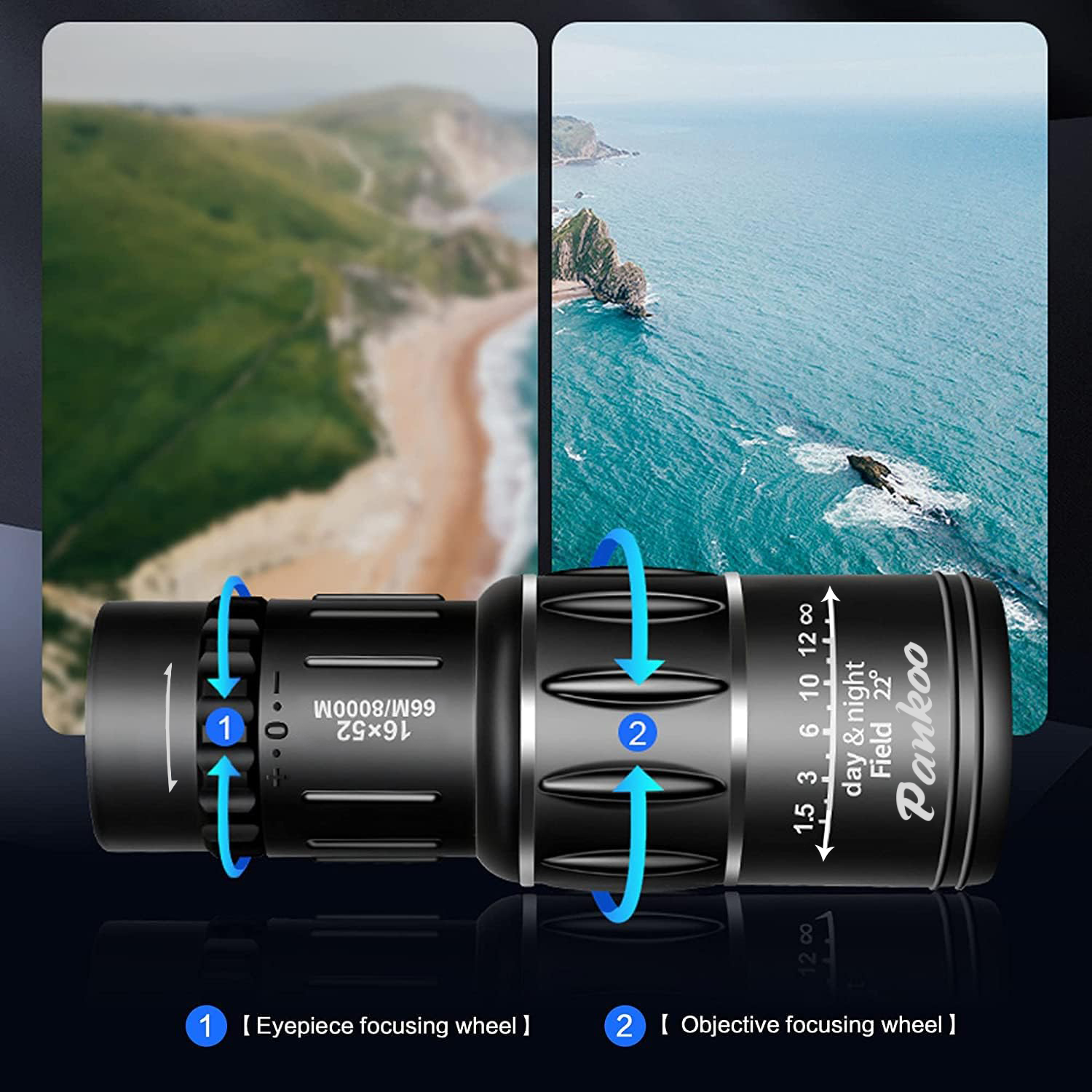 Double Focus Basic Collection 16x52 Telescope Review High Power HD Copact Onocular, 16x52 Onocular ...