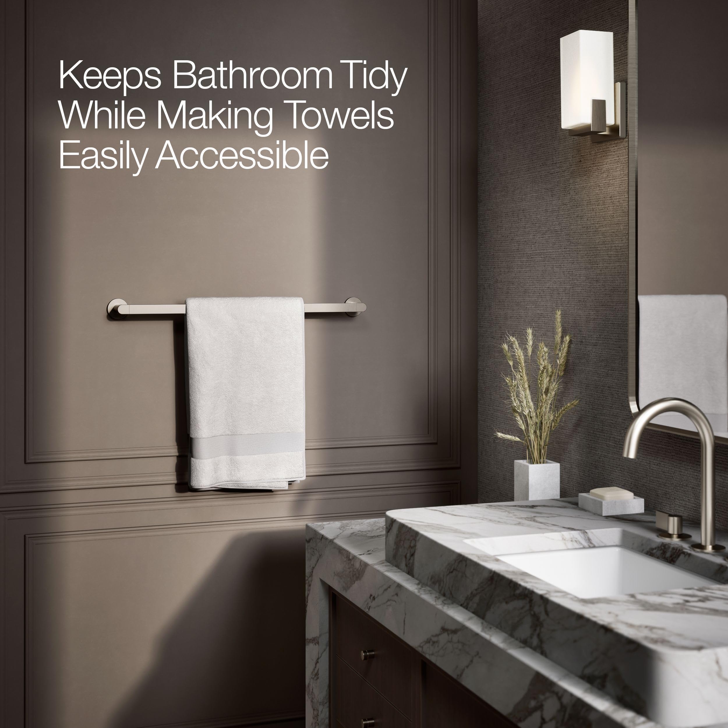 Bathroom Wall Mounted Towel Bar, Double Bar Towel Rail, Polished Mirror Chrome, 60 Cm | IT - View #9