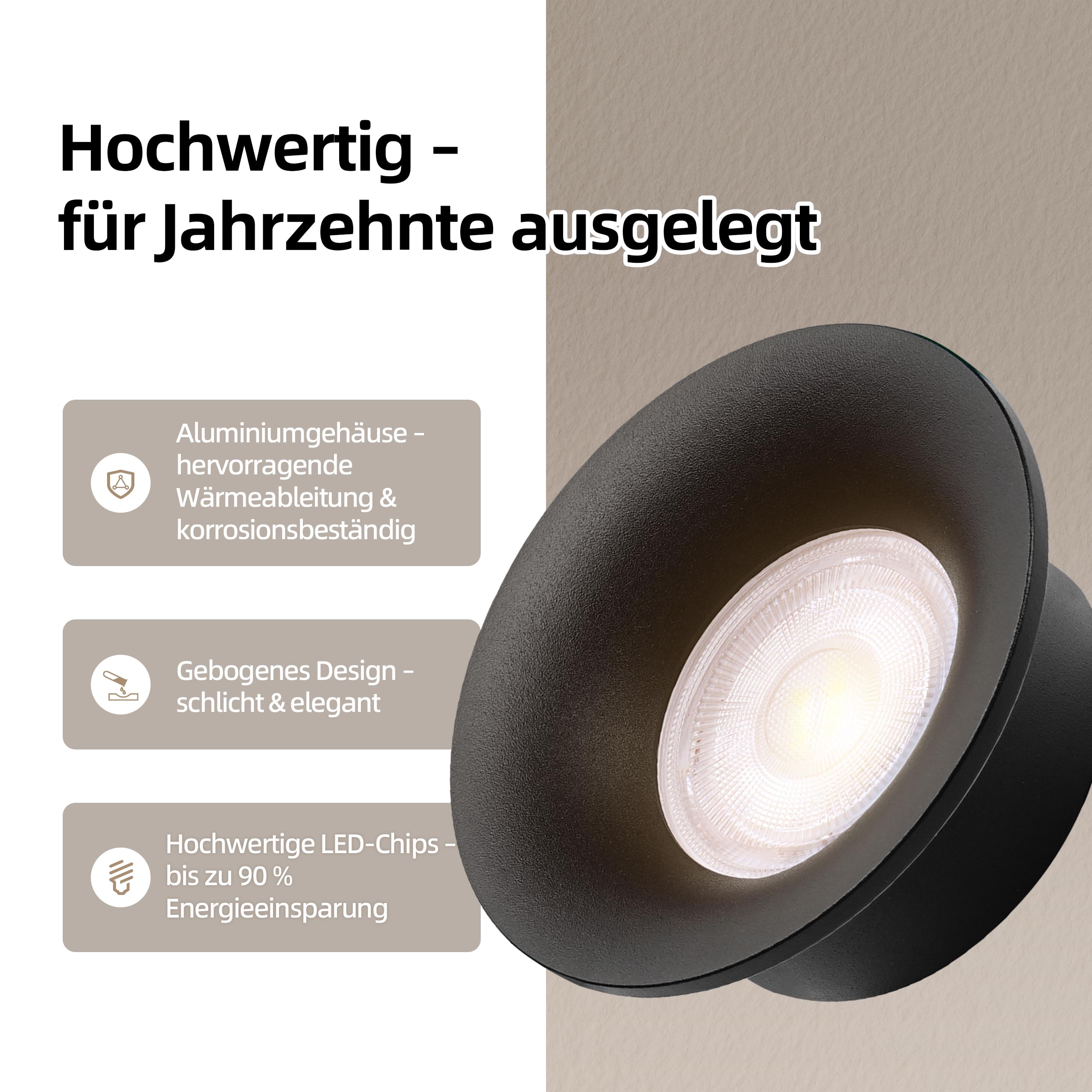 6er LED Einbaustrahler 230V Dimmbar 5W 3CCT IP44 Deckenspots | LED Spots Einbauleuchten 550lm CRI90+ Warmweiß Neutralweiß Kaltweiß für Küche Wohnzimmer Flur ohne Trafo Ø75mm