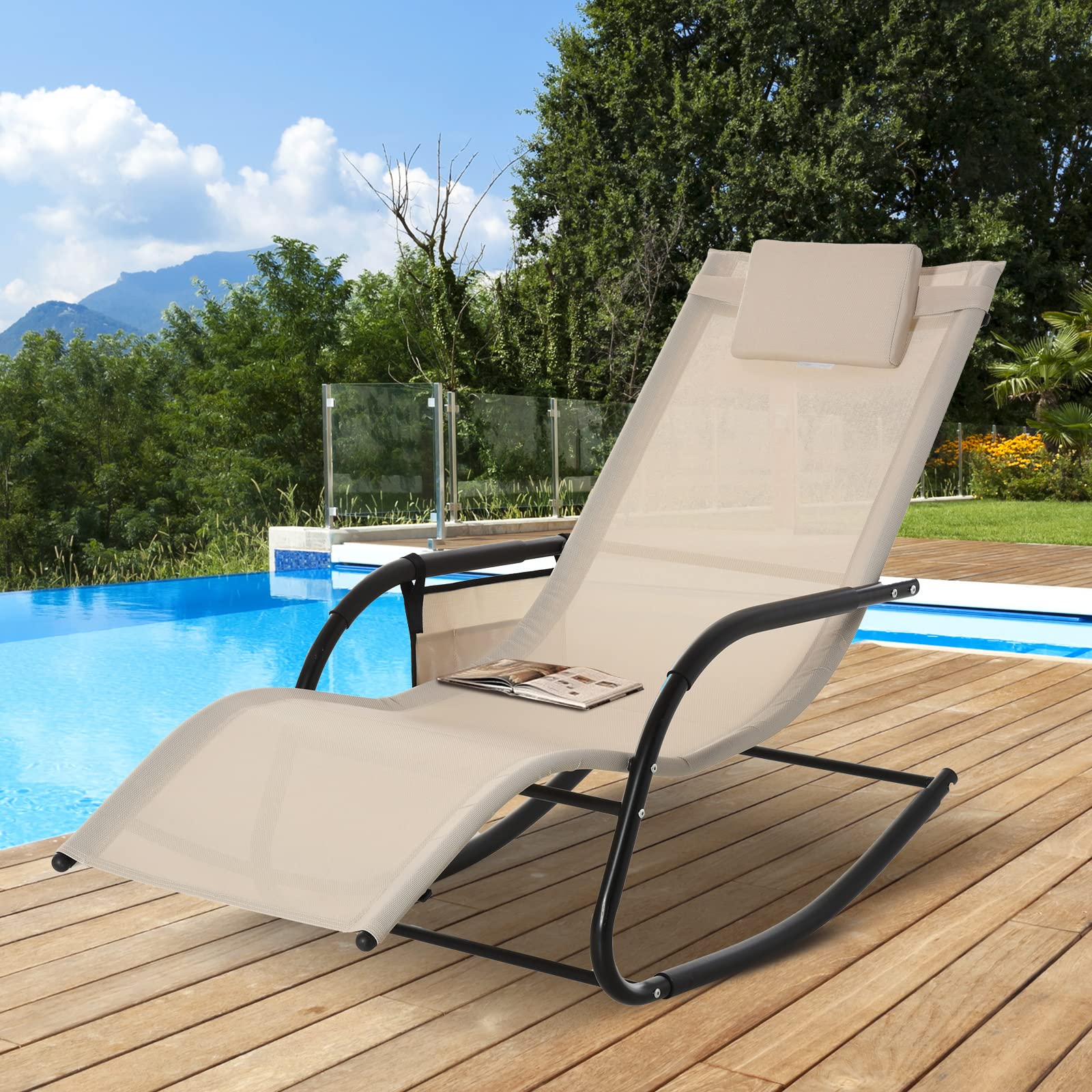 Outsunny Fotel huśtawkowy i leżak 150x62x88 cm beżowy