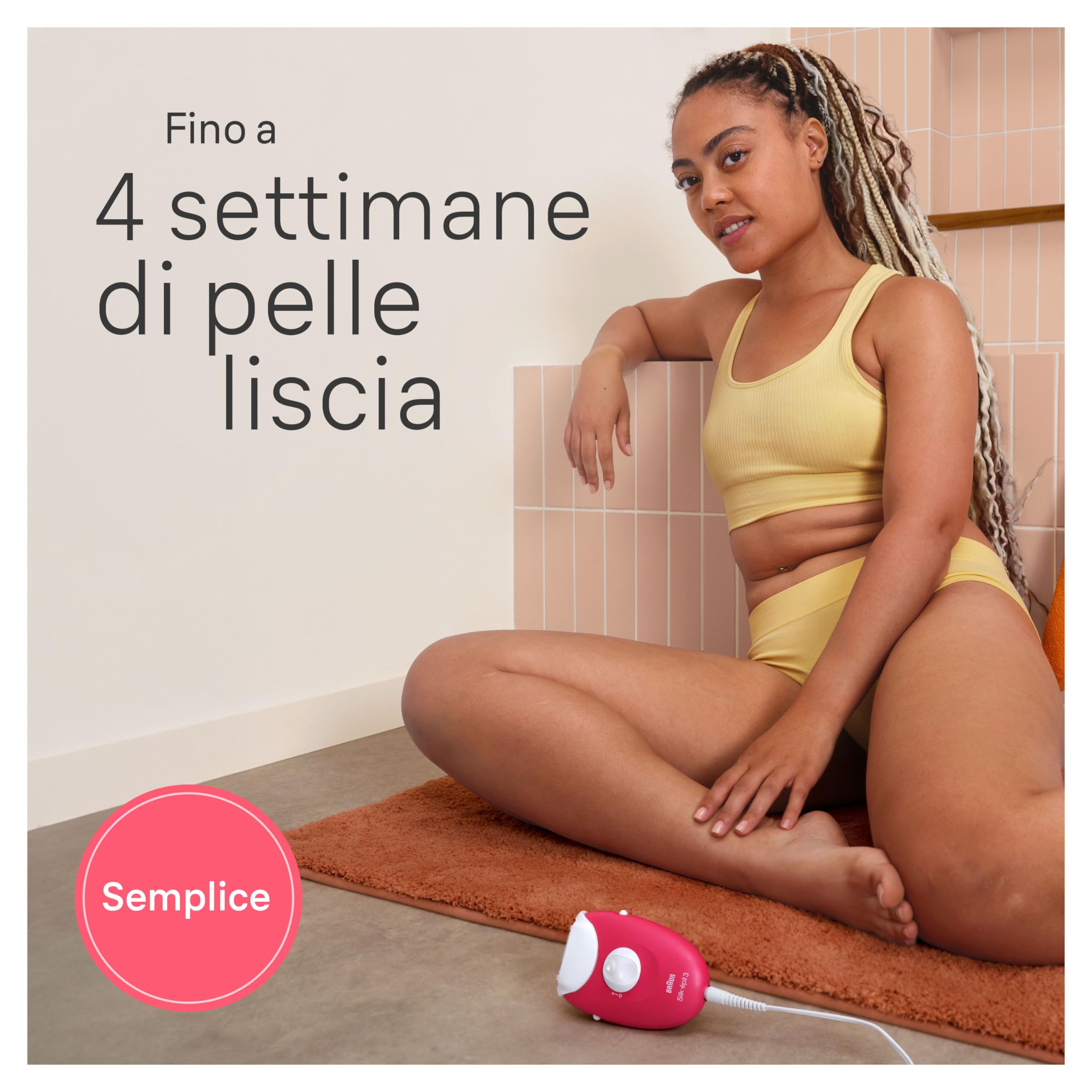 Braun Silk-Épil 3 Epilatore Elettrico Donna, Rasoio Elettrico Donna, con Cavo per Epilazione, Pelle Liscia per Settimane, con Rifinitore Bikini Styler, 3-202, Rosa Lampone