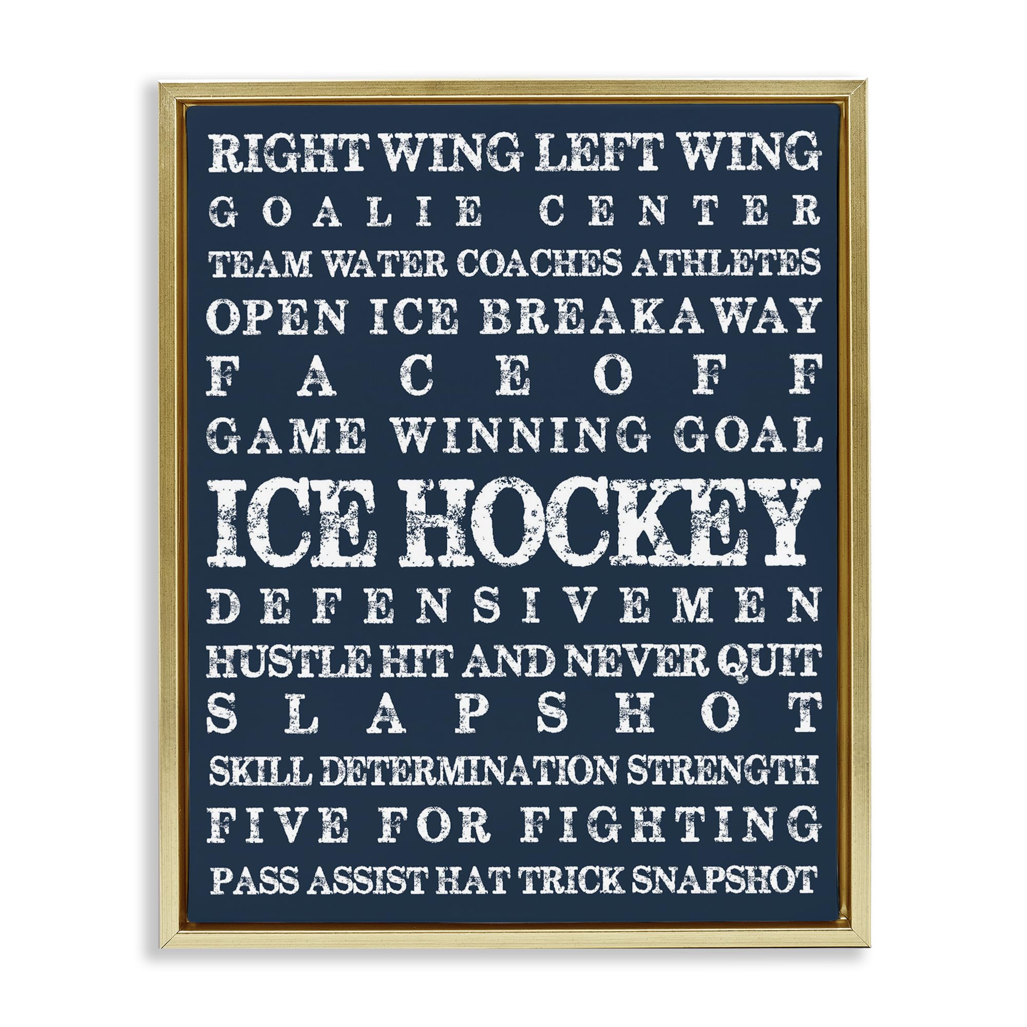 Stupell Industries Metallic Gold (Matte) 'Ice Hockey Expressions'| Floating Frame Canvas Art