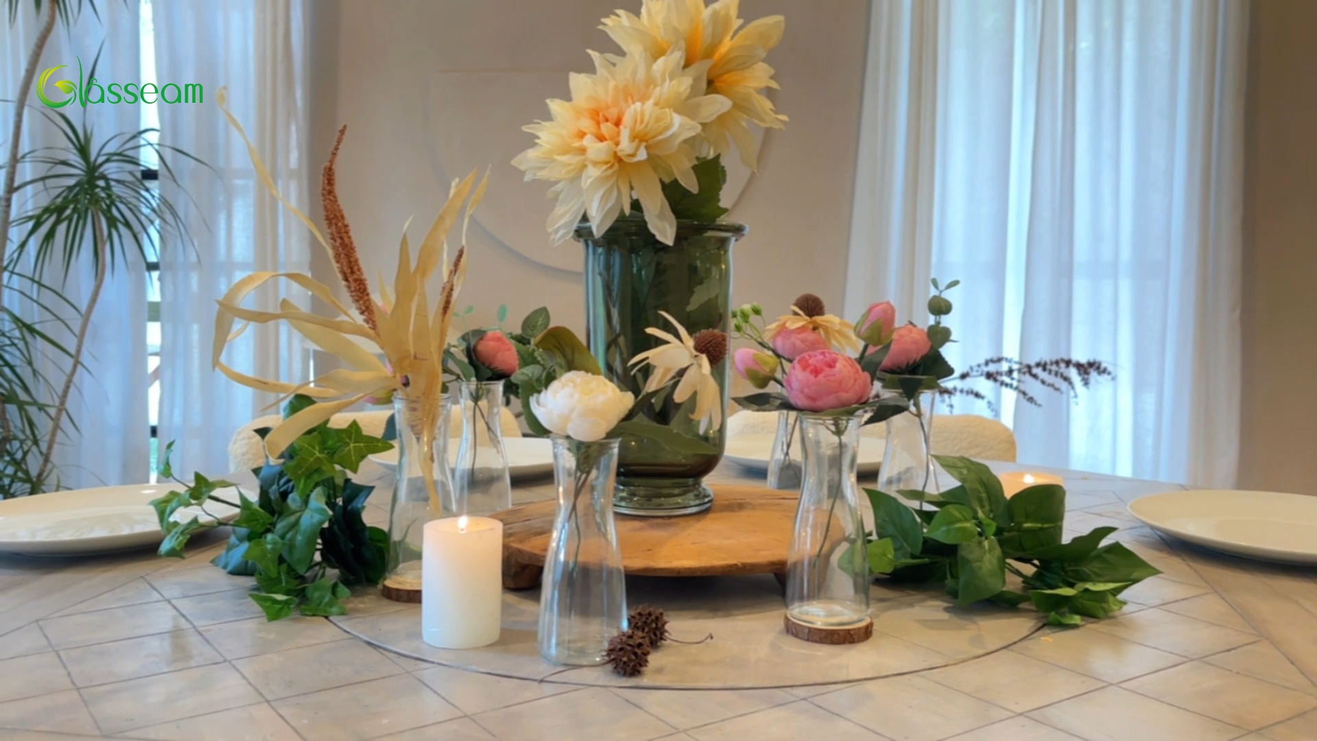 Set Di 6 Vasi In Vetro Glasseam Per Fiori - Design Minimalista, Per Centrotavola E Decorazioni - Foto 2