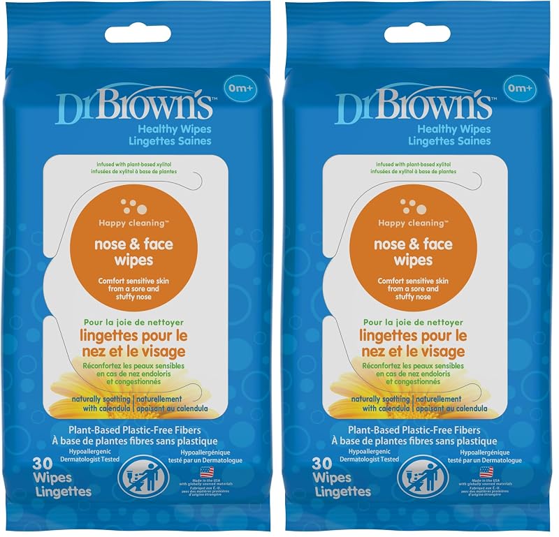 Dr. Brown's Lenços para Rosto e Nariz, 30 unidades, Pacote com 2