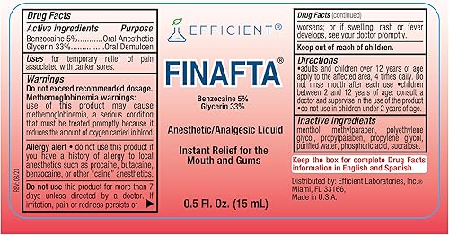 Miniatura 3 de Finafta Analgésico oral Alivia el dolor por aftas 05 Oz