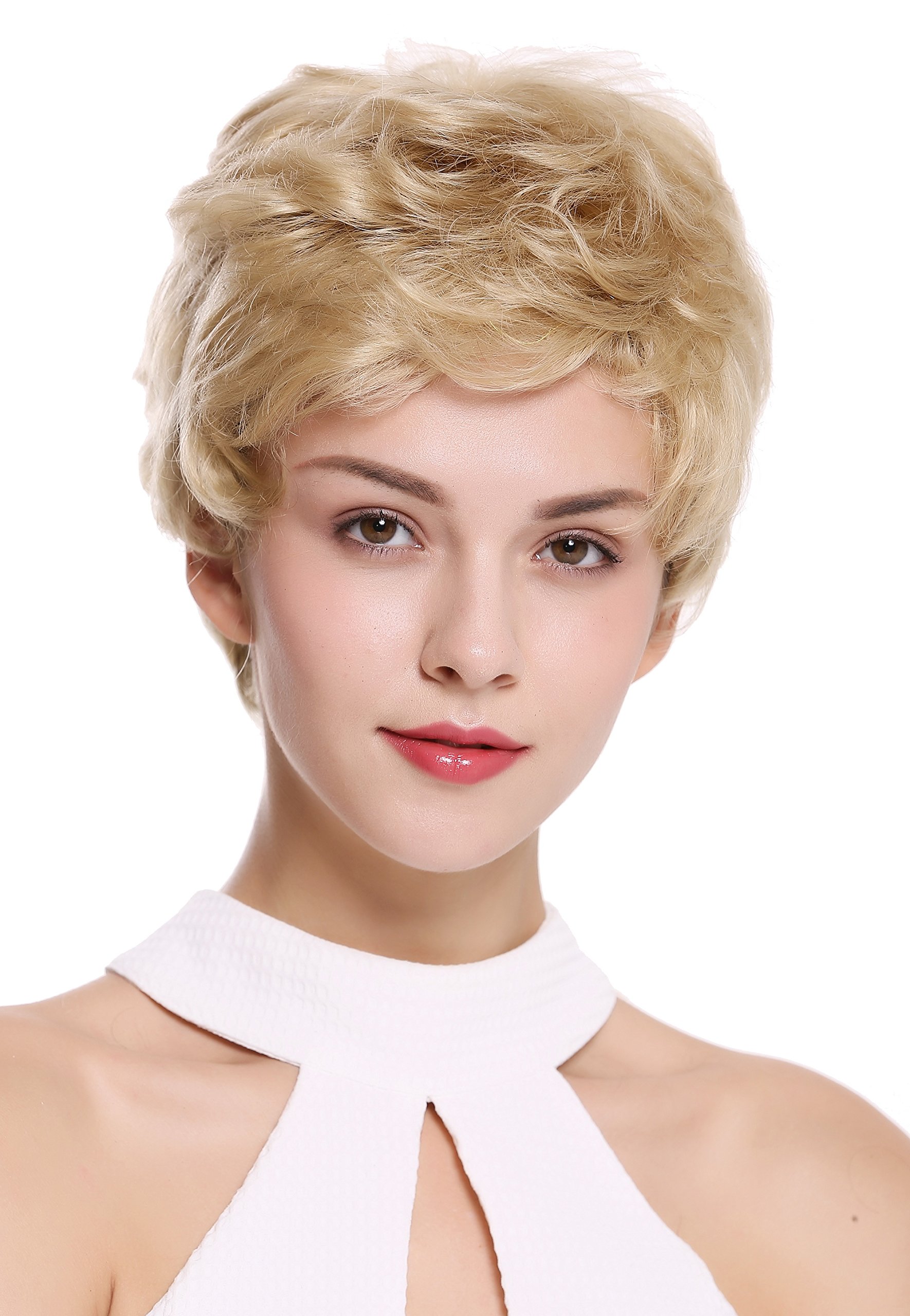 WIG ME UP - NG-HH-13-22 Parrucca Donna Uomo Capelli veri Corta Ondulata Alla moda Biondo