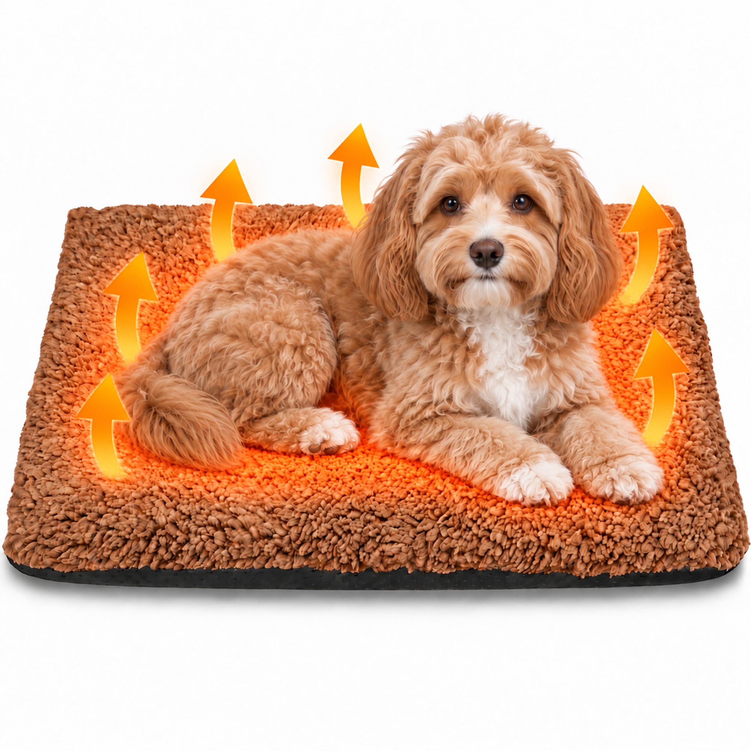 PatiencET Self Warming Cat Bed for Indoor Cats 18'' x 24'' - Cozy Fleece Heating Pad, Non-Electric Thermal Mat for Small Pets, Washable Soft Cushion for Winter Comfort and Warmth Khaki