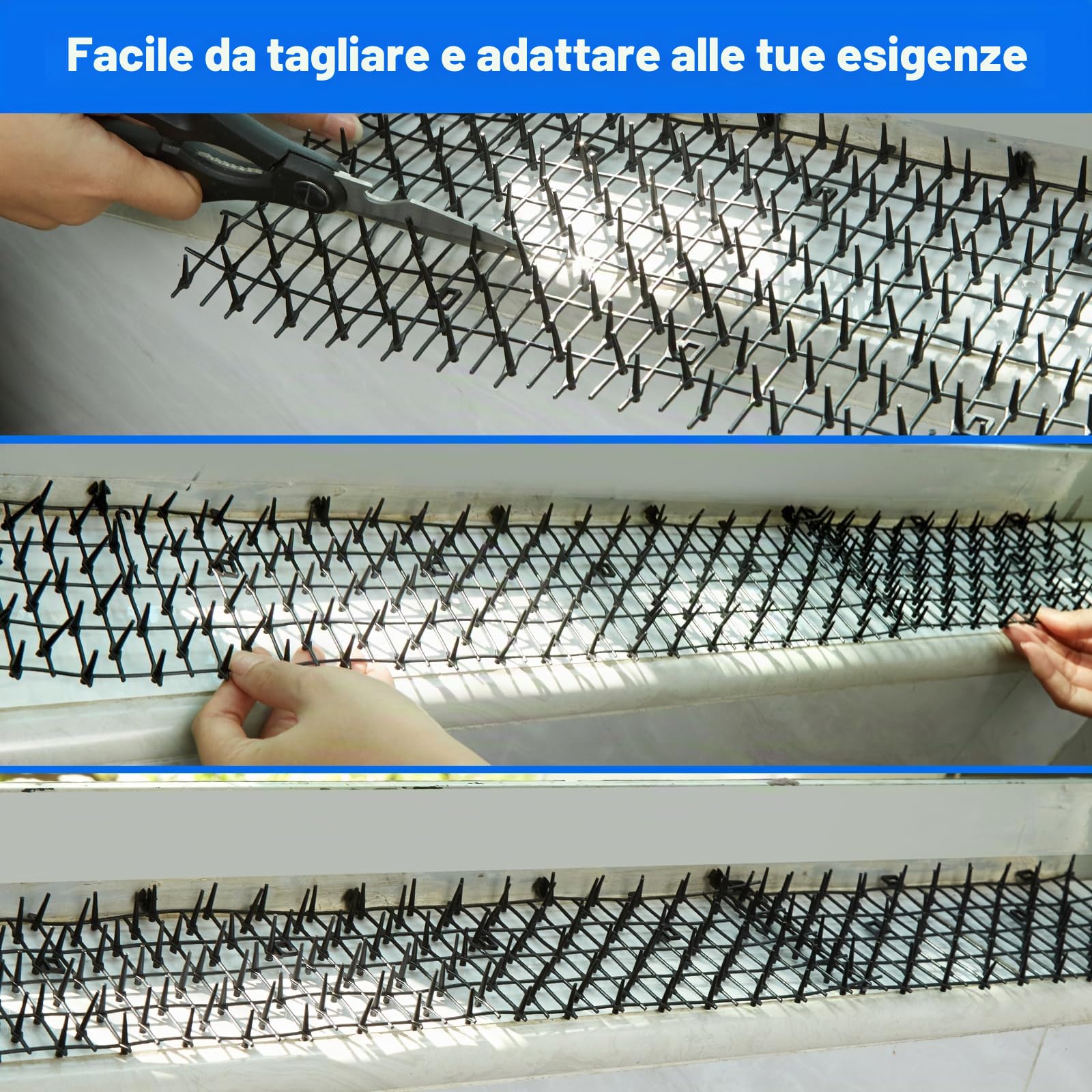 WADEO Tappetino Repellente per Gatti 200x30cm, [2 Pezzi] [I gatti lo temono], Griglia Dissuasione Gatti con 16 Graffette per Giardino, Balcone, Interno, Esterno (2 Pezzi)