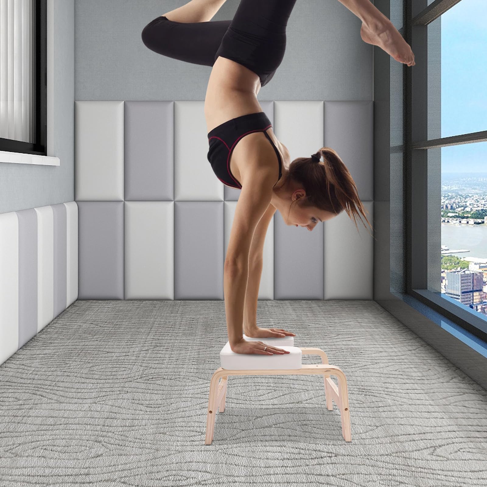 Yoga Kopfstandhocker Classic White - Sichere Inversionsbank für Anfänger und Profis zur Entspannung und Rückentraining mit Rutschfestem Stand
