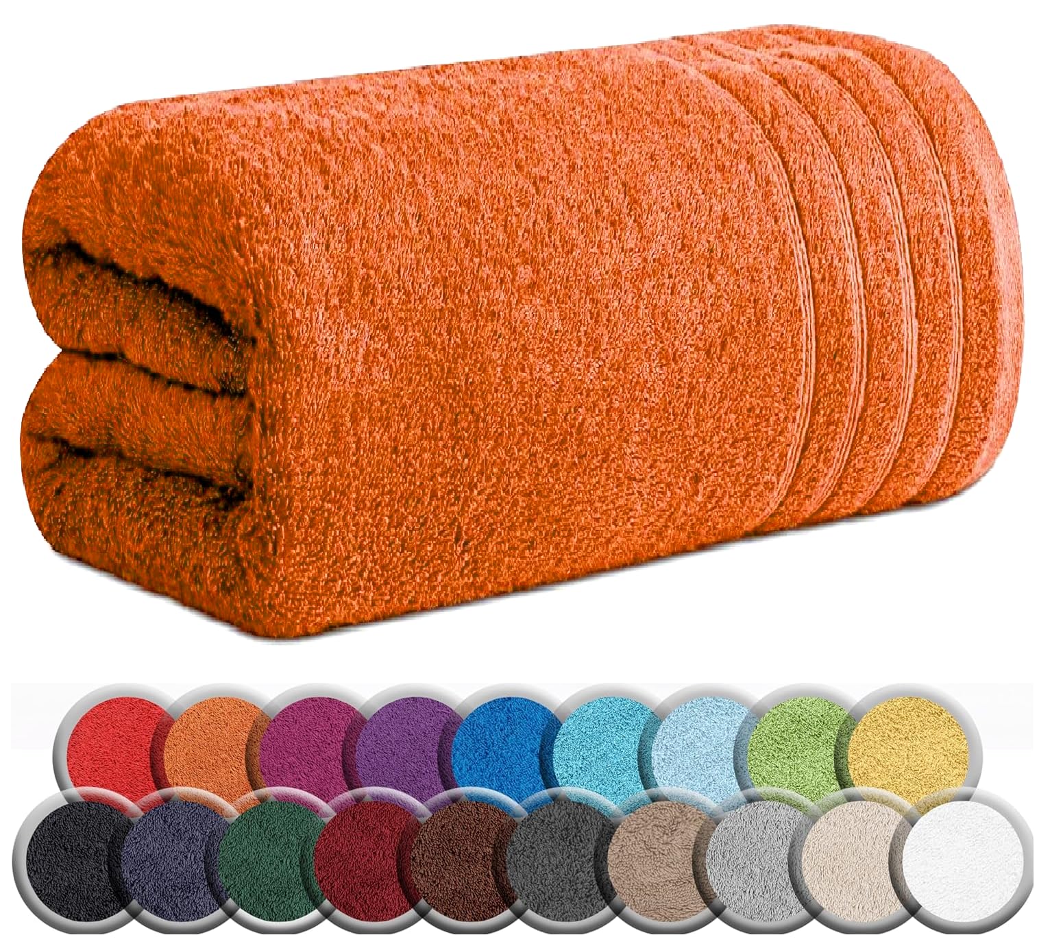 Textilesy Orange Extra Large Super Jumbo Bath Sheet 100 X 200 Cm-600 Gsm Luxury 100% Egyptian Combed Cotton Big Towels Soft Hotel Quality Xxl Bath Sheets (Orange)