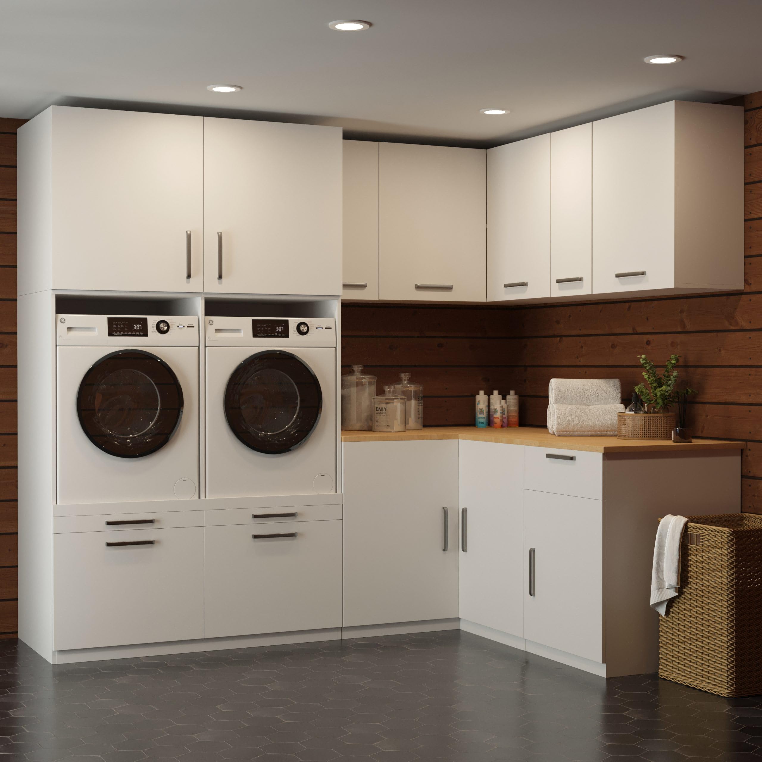 Lavadora Gabinete Los Angeles - Lavadora elevadora - Conversión a máquina - 700(D)*2630(B)*2350(H) mm - Blanco - Diseño elegante, que ahorra espacio y ergonómico - Fácil de colocar