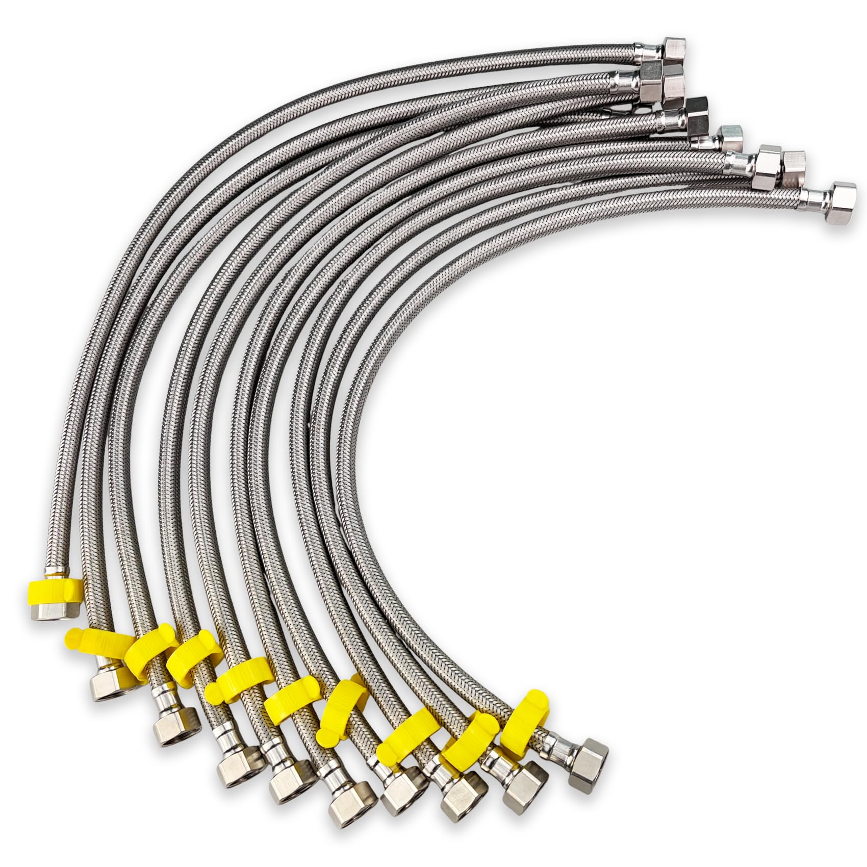 View 1 of 10PK 24In 1/2" FIP x 1/2"FIP Faucet Supply Lines for Bathroom