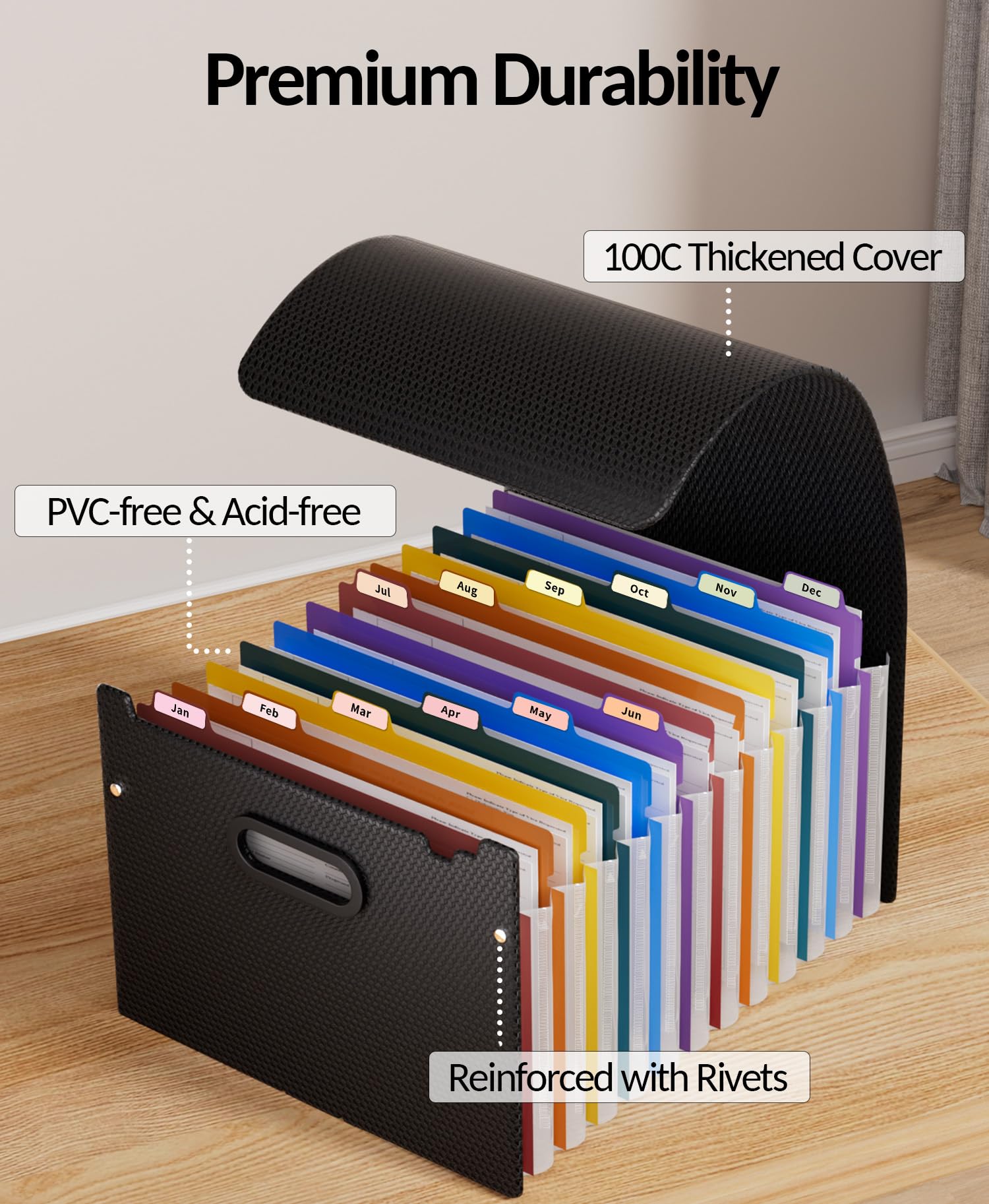 Sooez Upgraded Accordion File Organizer - Never Cover Up Index Tab with ...