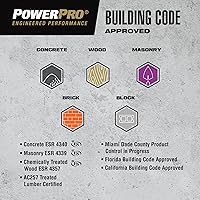 Vista 5 de Power Pro Anclajes de tornillo de hormigón con cabeza hexagonal azul (3/16" x 1-3/4") - 100 piezas