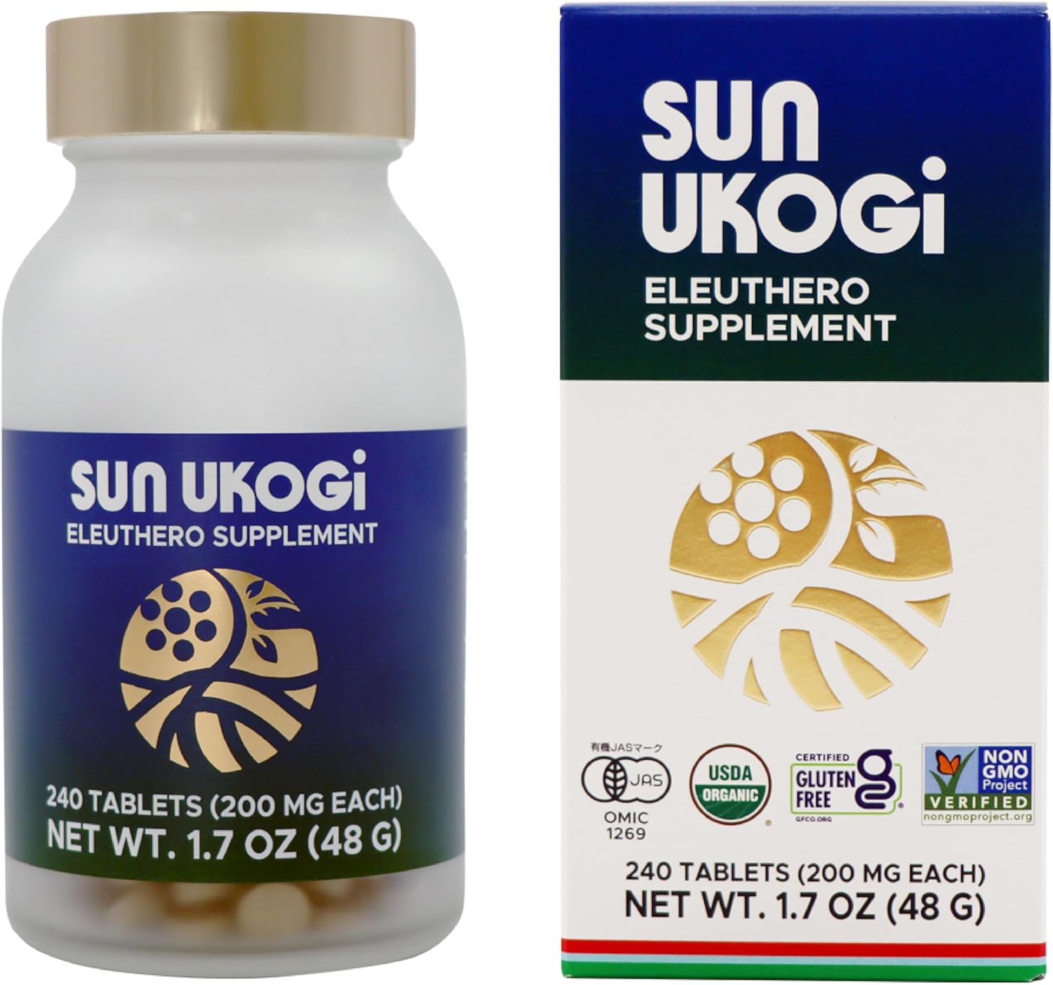 Sun Chlorella Sun Ukogi Organic Eleuthero Root 200 mg Siberian Ginseng Supplement – Natural Adaptogen Well Being & Endurance Supplement for Women & Men – Non-GMO – 240 Tablets