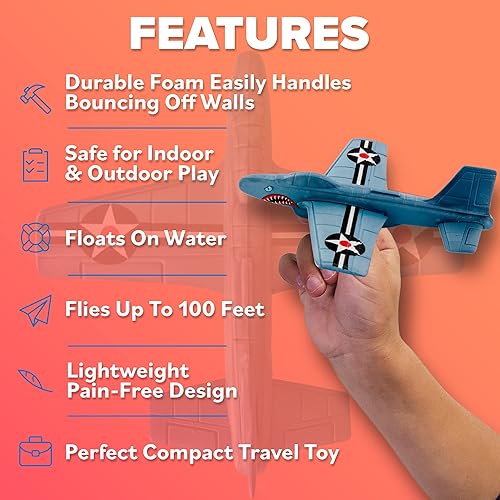 Miniatura 16 de Aviones de espuma para niños: Regalos de San Valentín, rellenos de cesta de Pascua, aviones fáciles de lanzar, regalos de Pascua para niños de 4, 5,