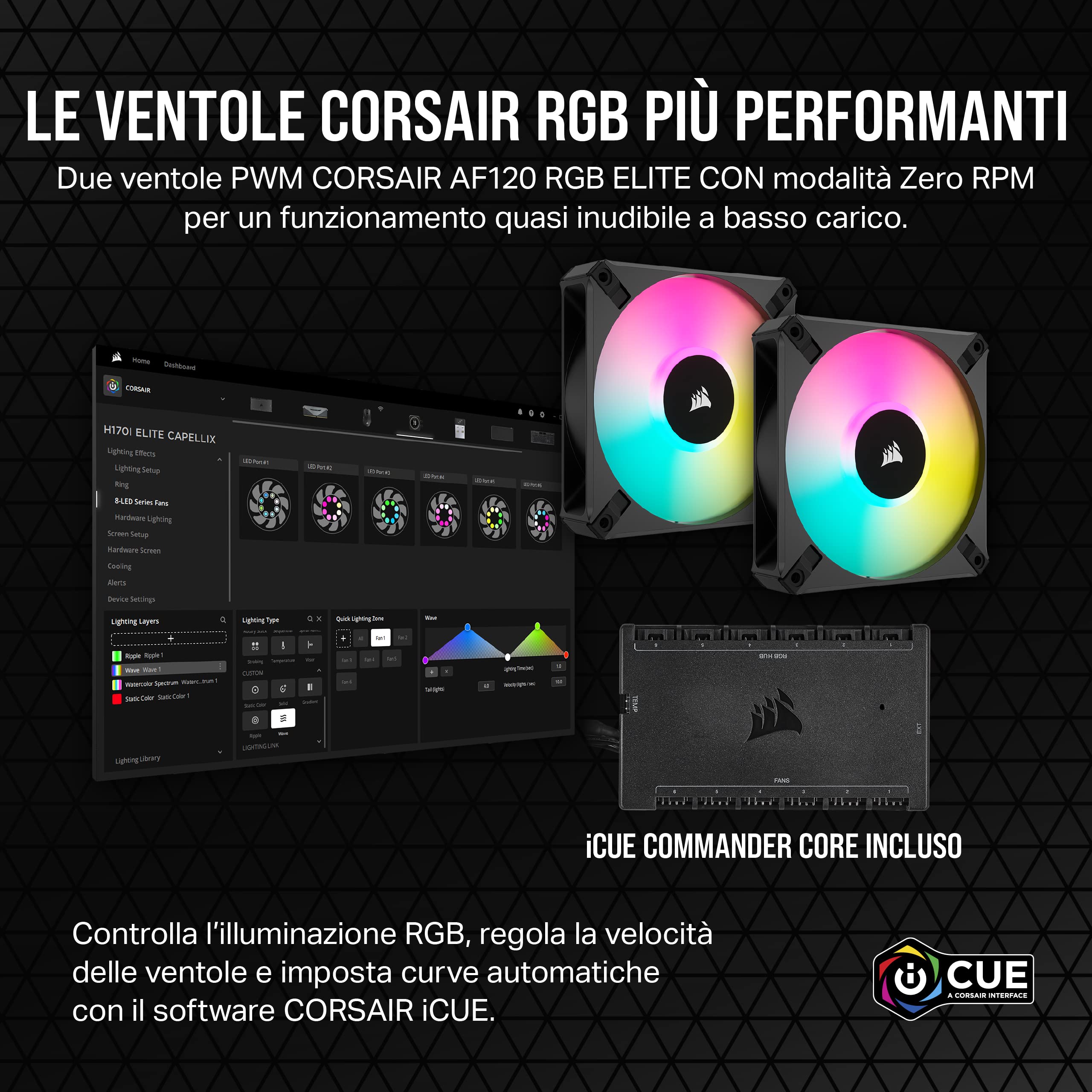Corsair iCUE H100i ELITE LCD XT Dissipatore a Liquido per CPU - Schermo LCD IPS - Due Ventole AF120 RGB ELITE - Radiatore di 240 mm - Adatto per Intel® LGA 1700, AMD® AM5 e altro - Nero