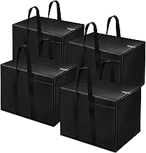 Storite 4 Pack Nylon 85 L Moisture Proof Multi-Purpose Underbed Storage Bag/Clothing Storage Organiser/Toy Storage/Stationery Paper Storage Bag with Zipper and Strong Handle (Black,57x36.8 x40.5 cm) Price in India