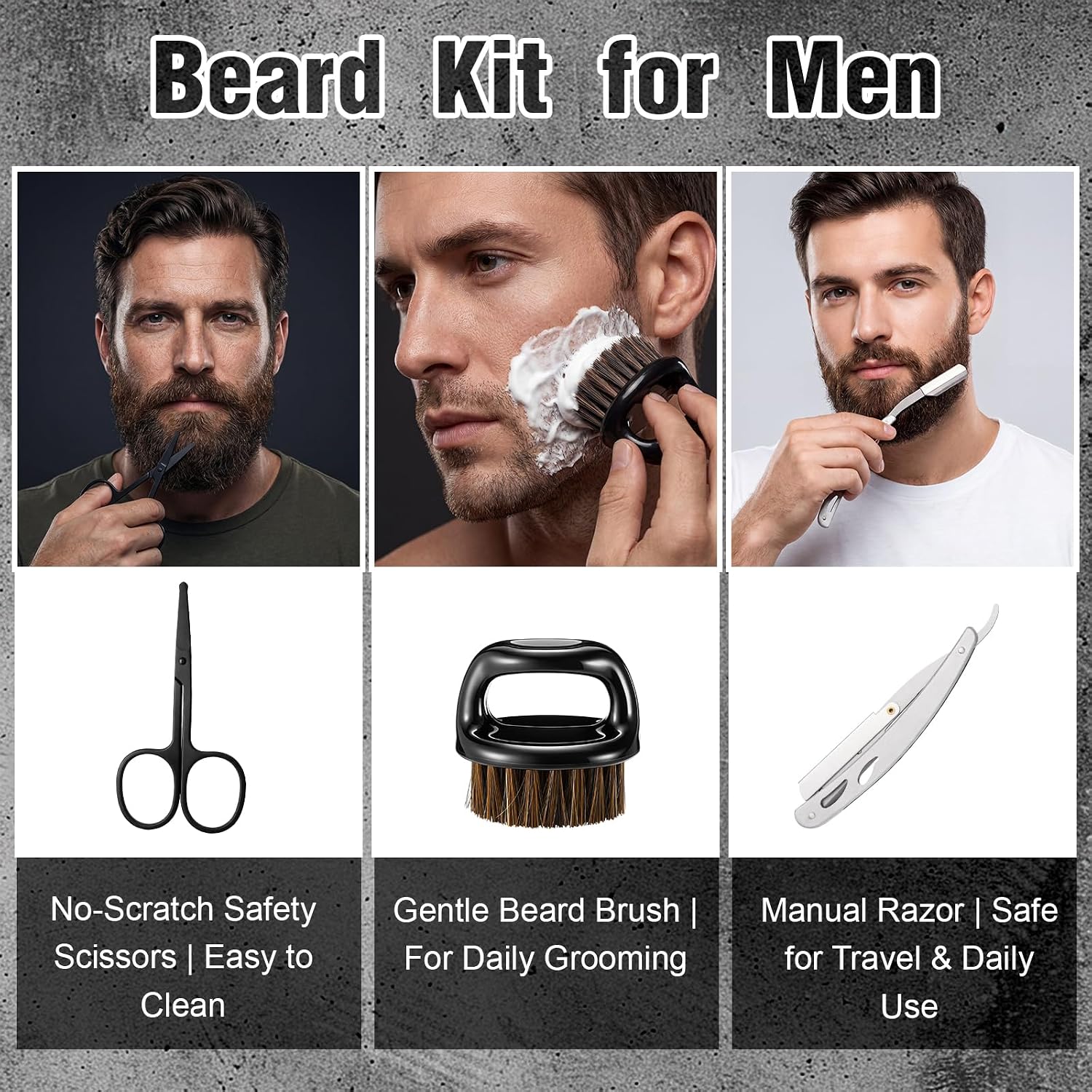 9 Pcs Birthday Gifts for Men Beard Care Set for Him Father's Gifts Basket Kit Get Well Soon Gift Basket with Hooded Robe, Long Towel, Socks for Dad Grandpa Husband Boyfriend(Dark Grey)