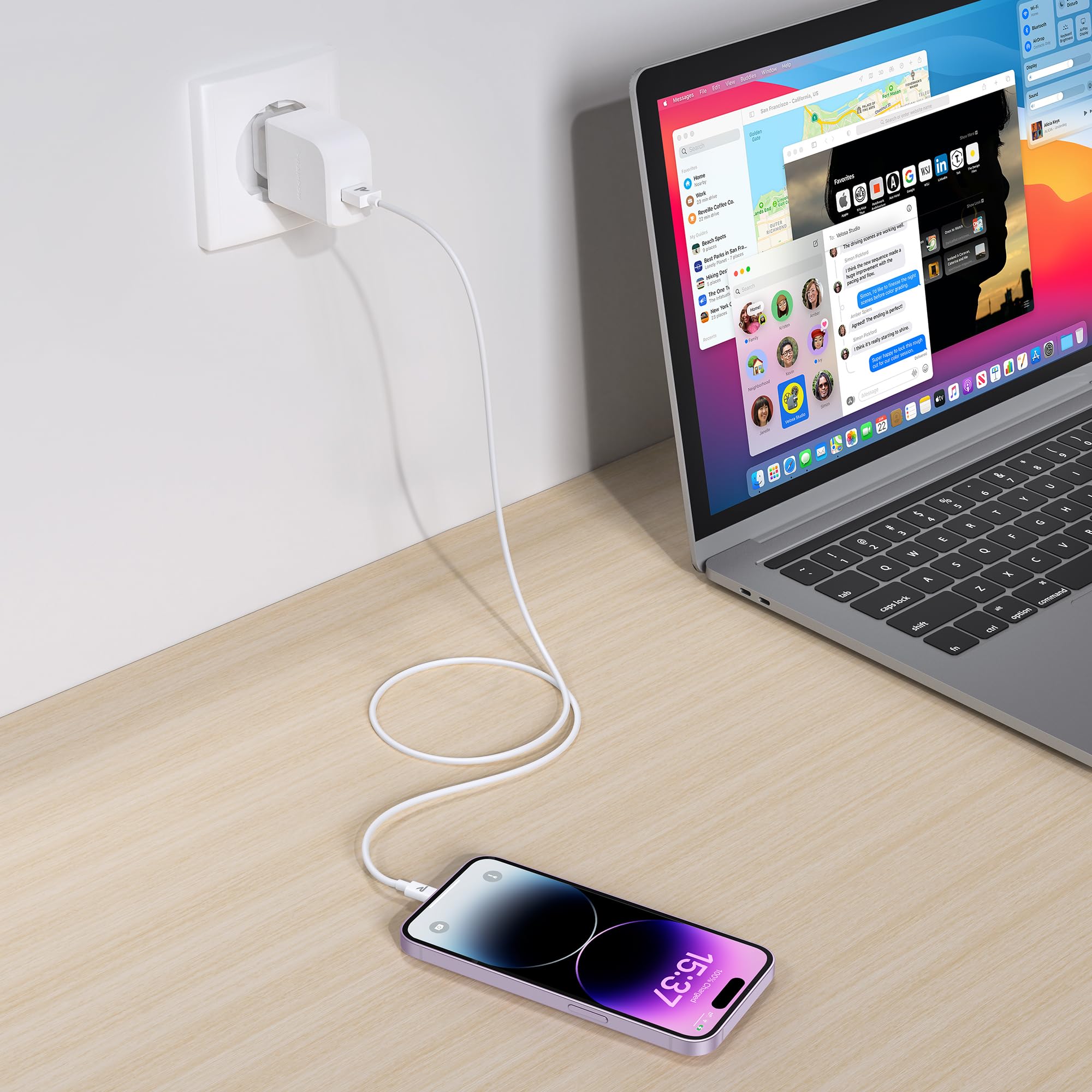 RAMPOW Cavo iPhone, Cavo iPhone USB Cavo Lightning Ricarica, Cavo Caricatore iphone Carica Rapida [Certificato MFi C89] Compatibile per iPhone 14/14 Pro/13/12/11/Pro Max/8/7/XR, iPad - Bianco/1M