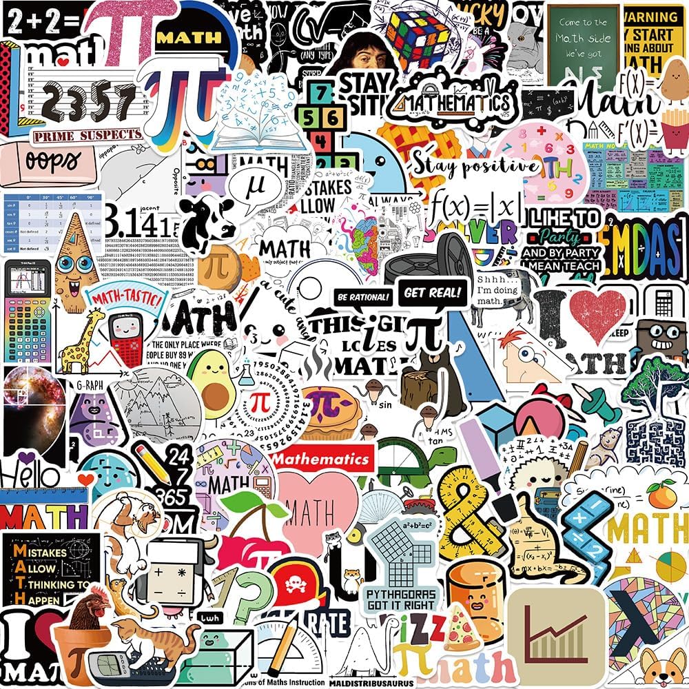 108Pcs Funny Math Stickers for Kids Students Math Related Gifts Stickers，Math Related Stickers, Funny Math Nerd Gifts, Funny Gifts for Math Lovers, Math Jokes for Mathy Folks, Math Decals