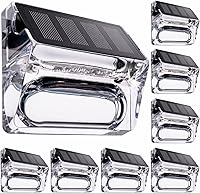 Vista 11 de Juego de 8 luces solares para terraza, luces solares para escalones IP65 impermeables luces LED para exteriores con energía solar para cerca