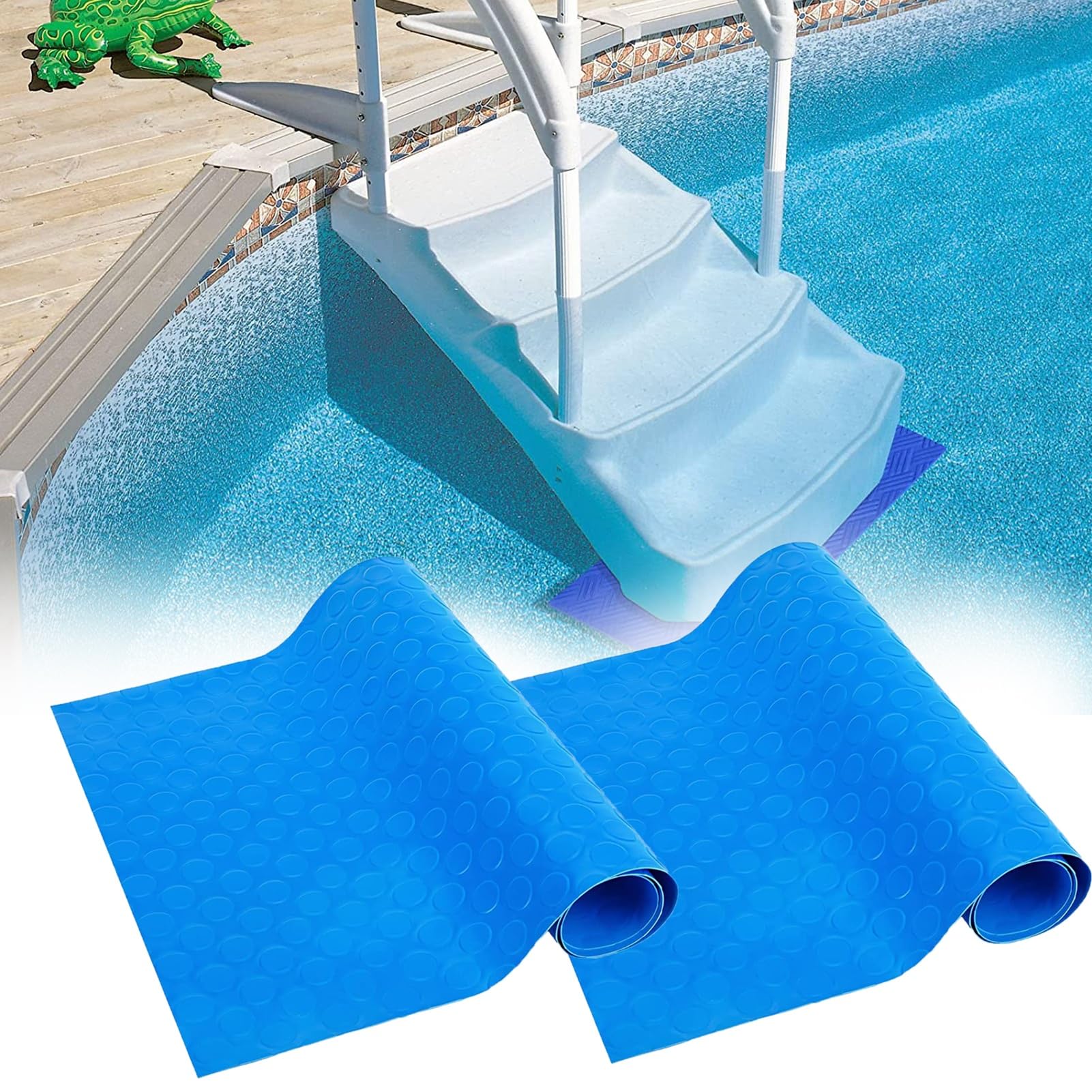 Tapete Protector para Escalera de Pool, Antideslizante, para Pool elevadas (2 Unidades)(35''x9'')