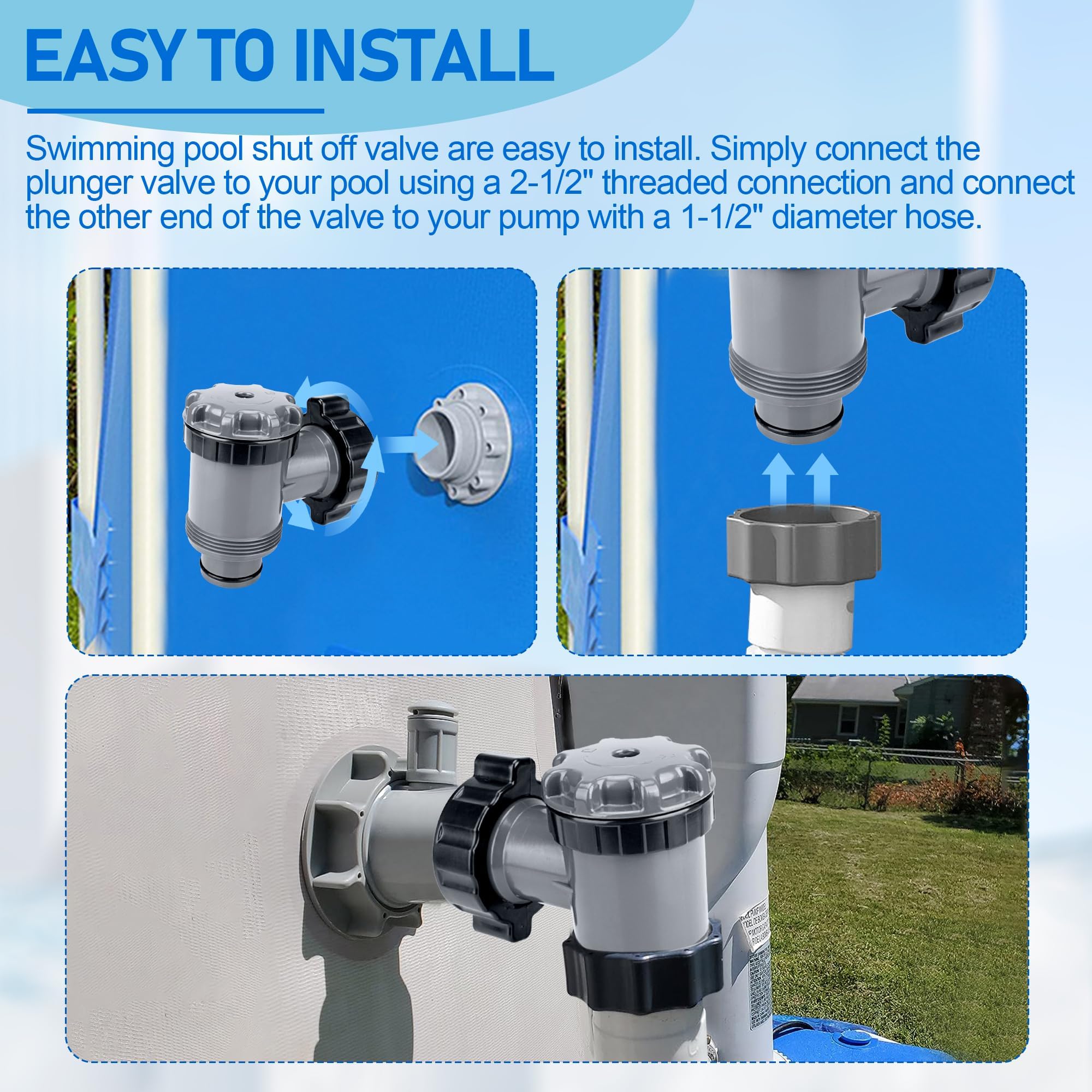 VáLvula De Entrada/Salida Para Compatible Con Coleman, Intex,Bestway,Piezas De Repuesto De Bomba De Piscina,Bomba De Filtro De Piscina Fuera Del Suelo,Para Manguera De 38 MM Pulgadas(2 Piezas)