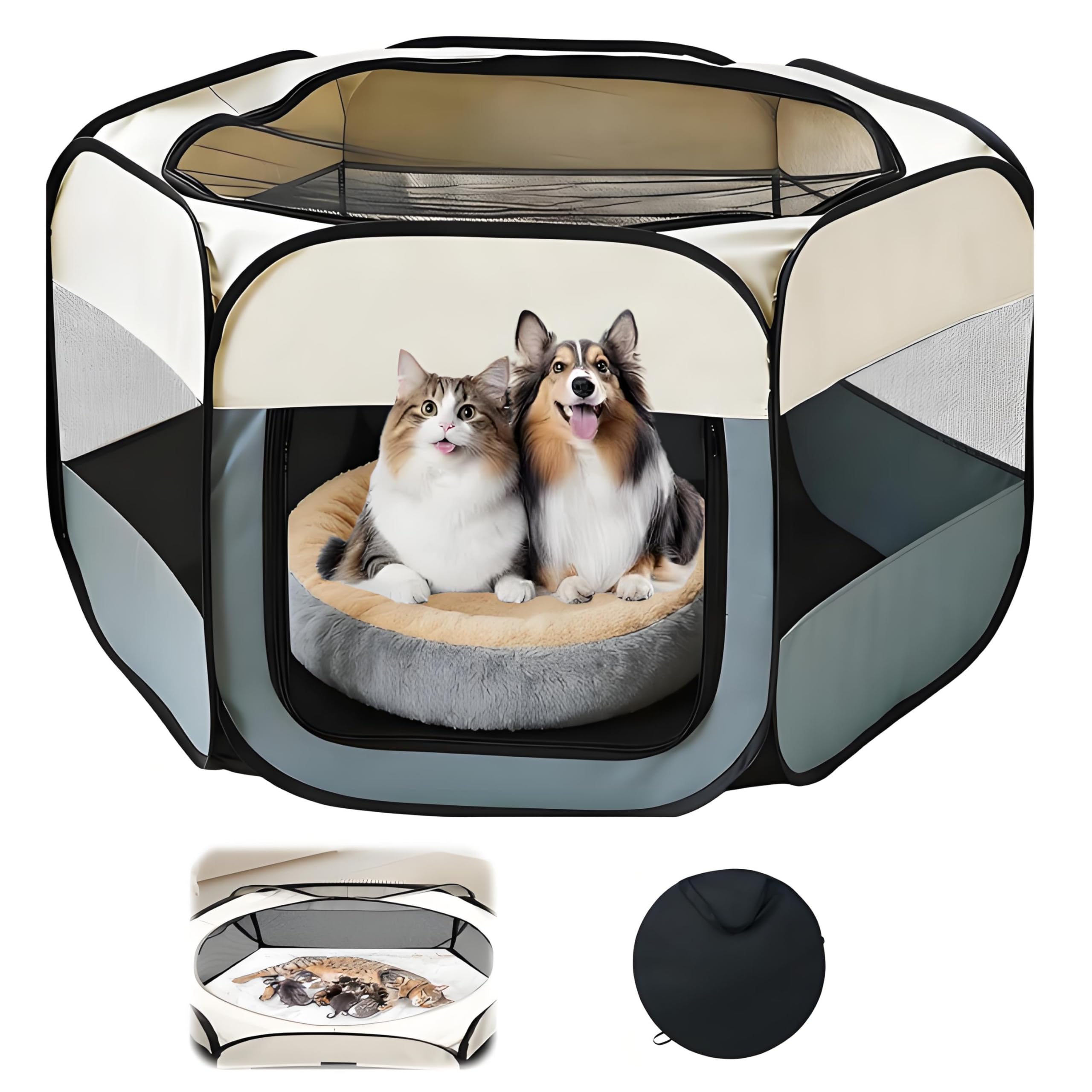 Dog Playpen 105 x 105 x 60 cm Folding Portable Dog Cage Ideal for Training and Outdoor Outings for Puppies Cats and Rabbits