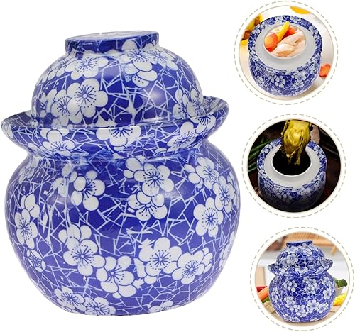 Miniatura 3 de Tarro de cerámica de Kimchi Tarro de pepinillo chino Contenedor de Kimchi Contenedor de café hermético Tarro de vidrio Tarro de fermentación de