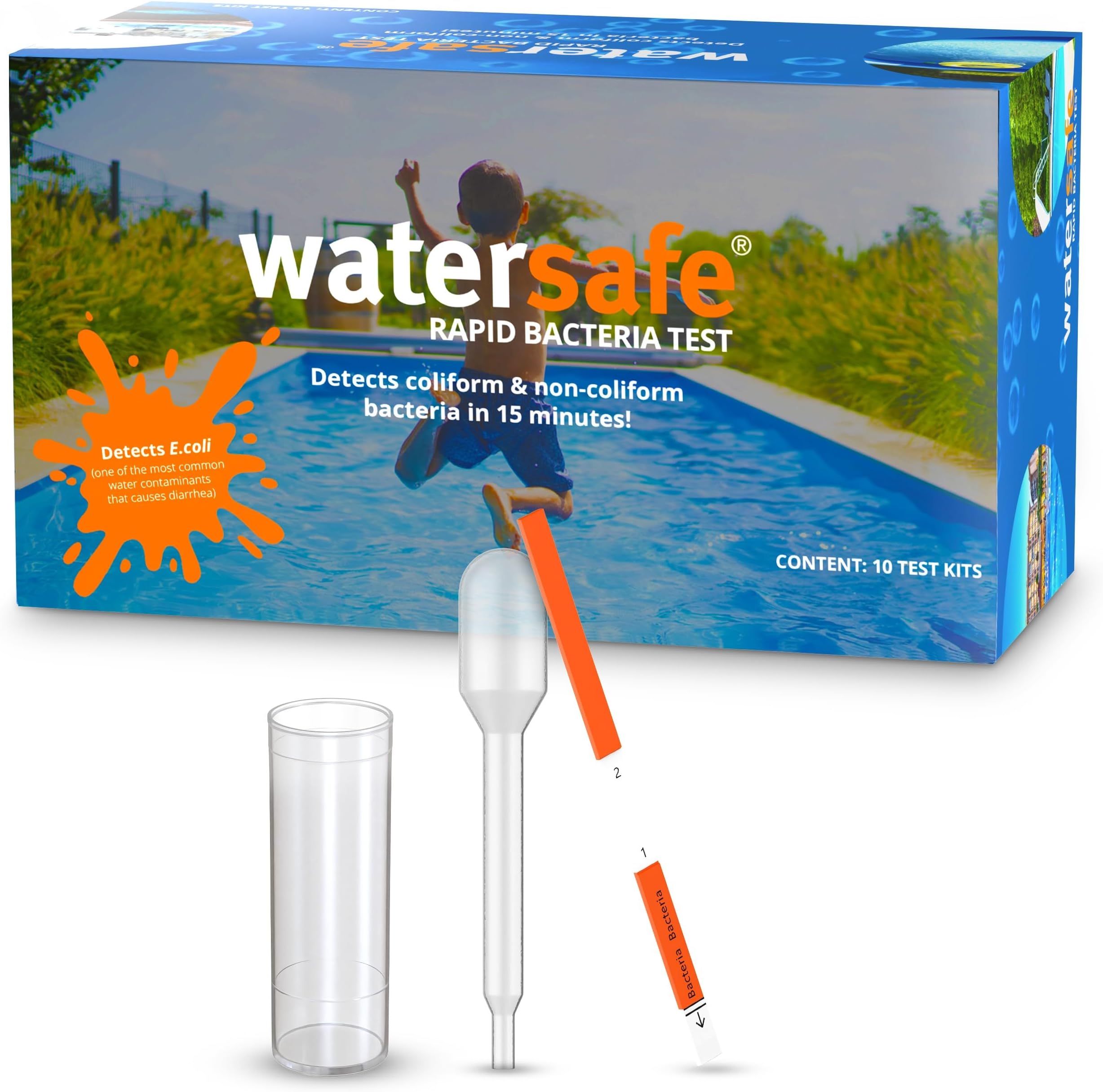 Watersafe Rapid Bacteria Water Test 10-Pack for Pools, Gyms, Water Parks, Janitorial
