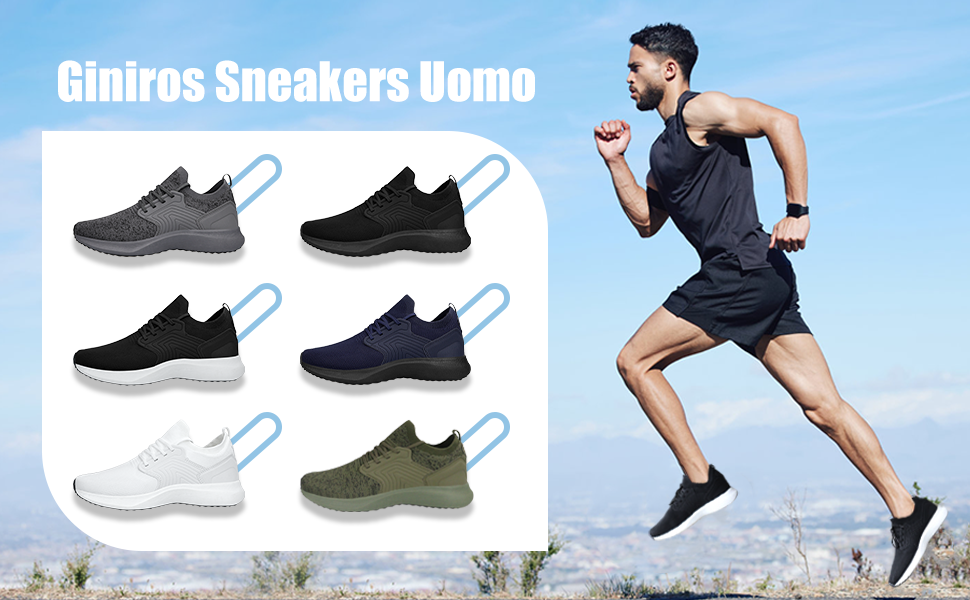 Giniros Scarpe Running Uomo Sneakers Scarpe Corsa Ginnastica Camminata