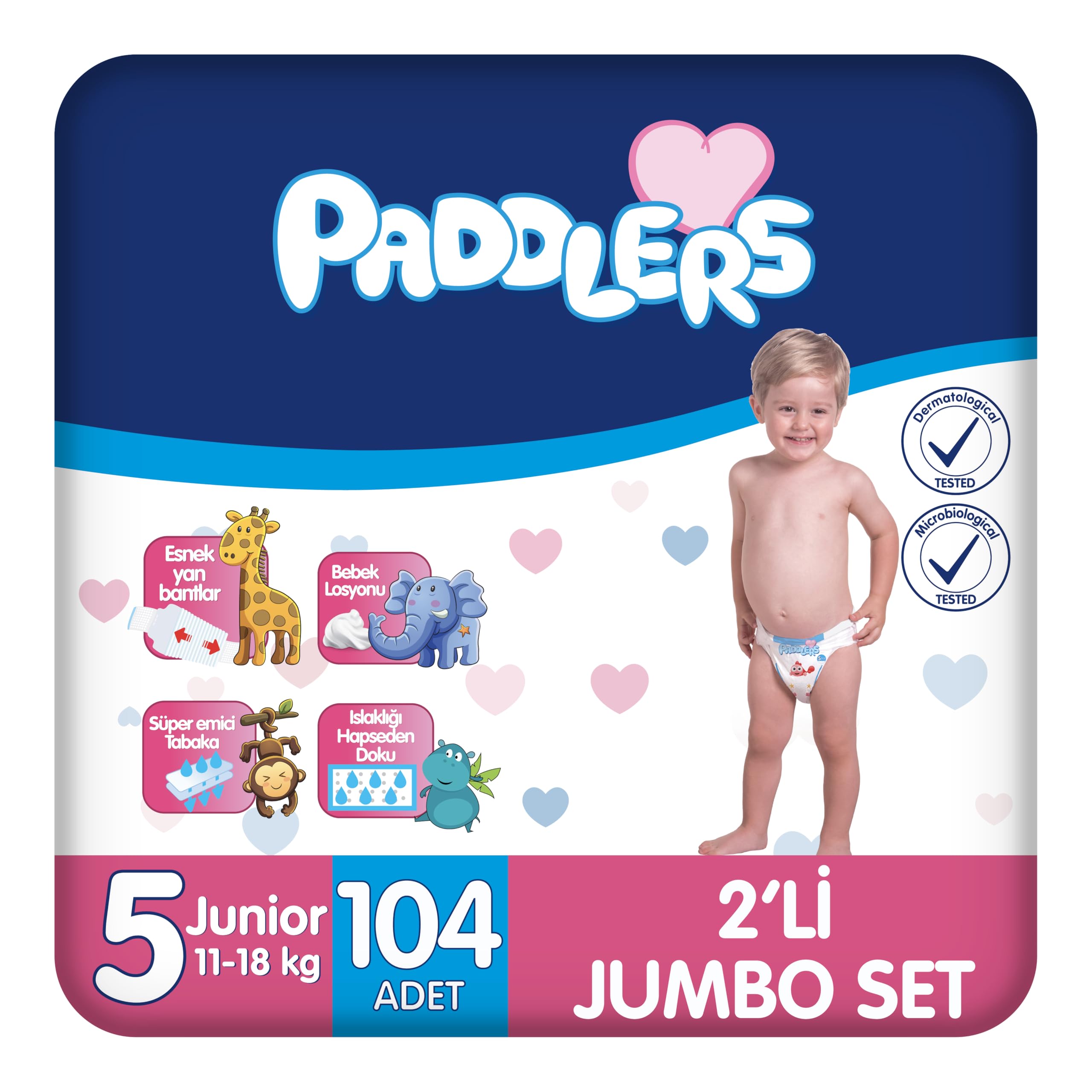 Paddlers Bebek Bezi 5 Numara Junior (11-18 Kg) 104 Adet – 2’li Jumbo Set
