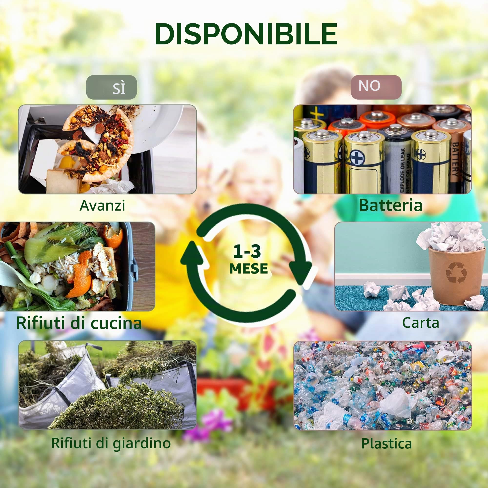 Outsunny Composter da giardino – vassoio compost per rifiuti – rotante a 360° – doppia camera 160 L – acciaio PP nero