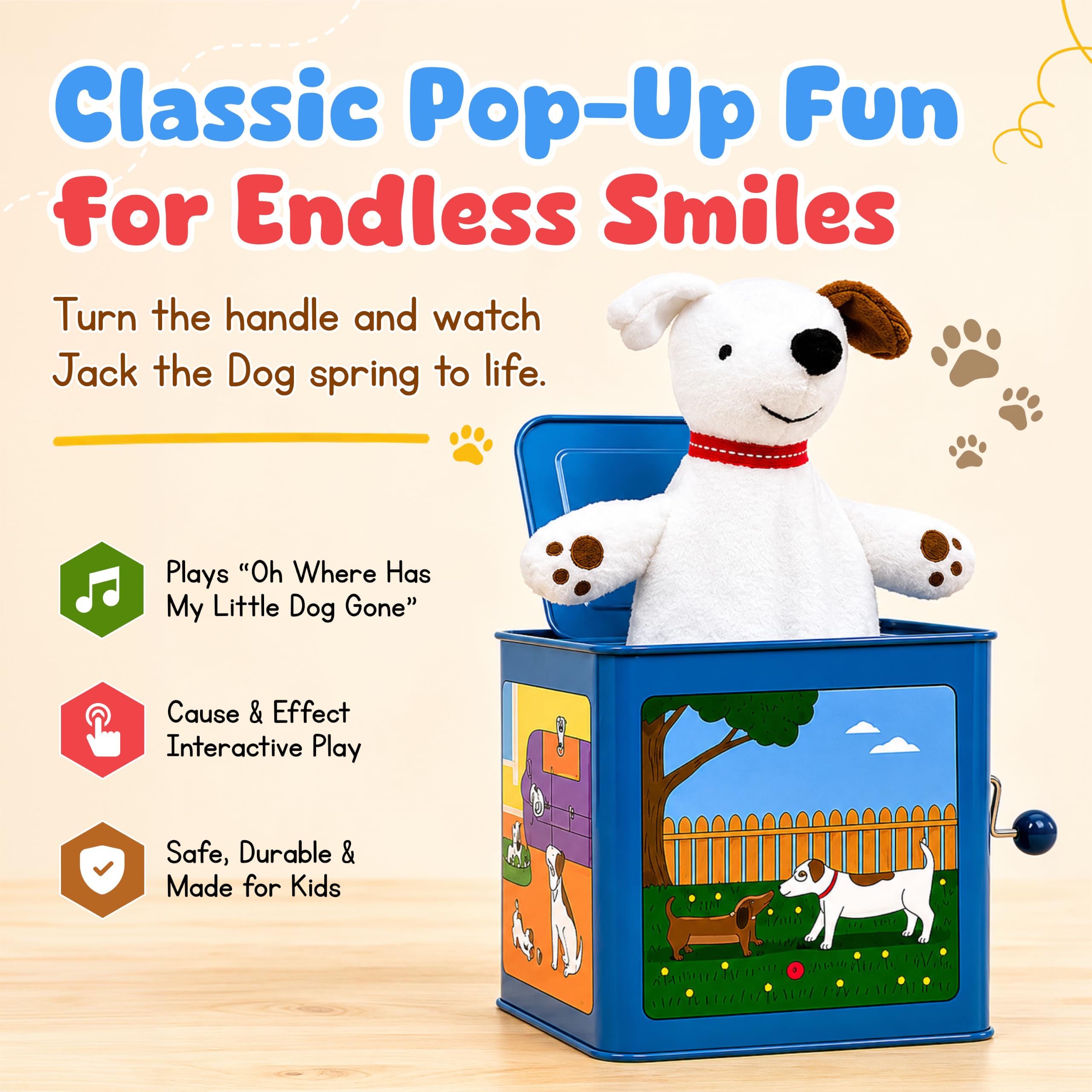 Amazon.com: Jack Rabbit Creations Jack the Dog Tin Jack-in-the-Box