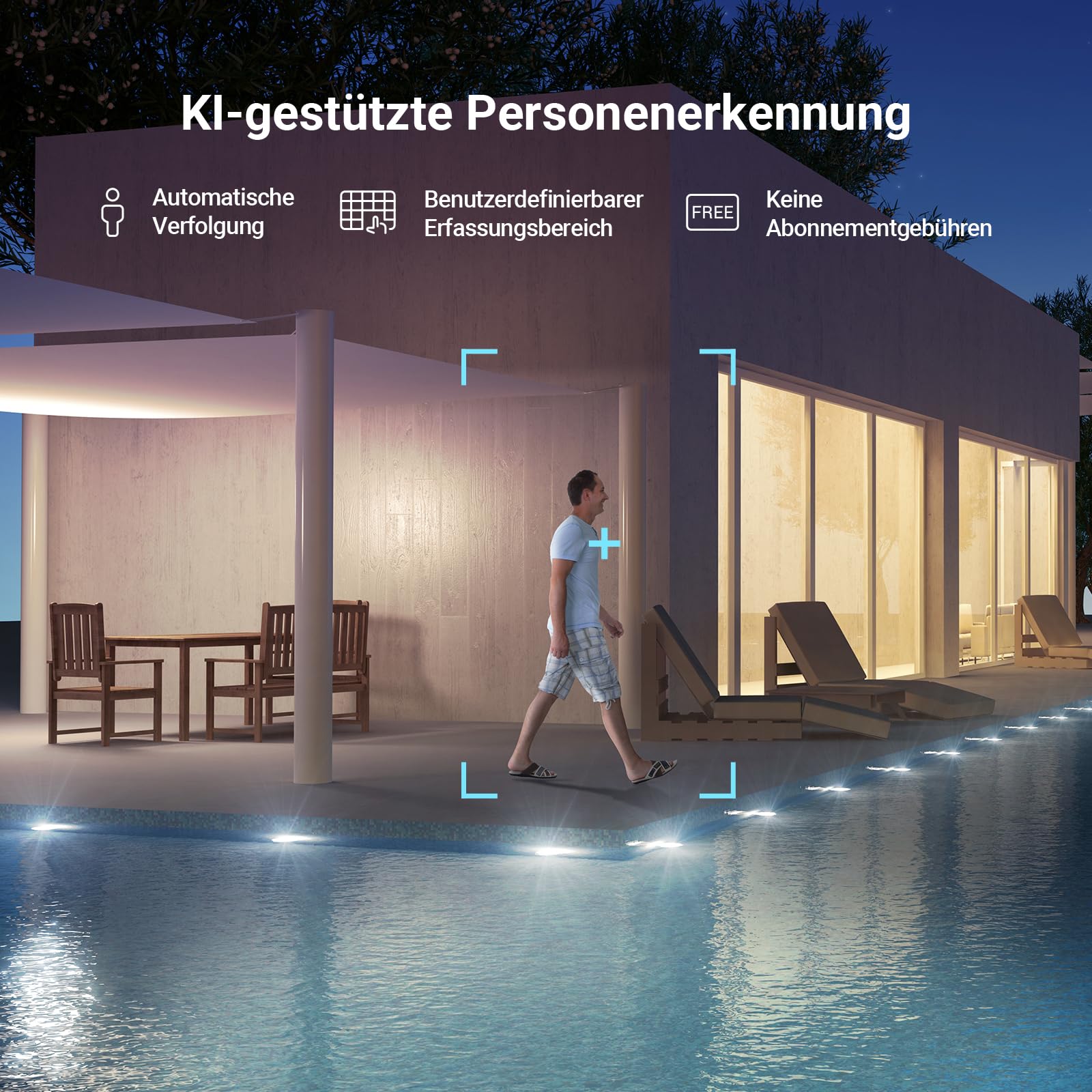 EZVIZ 2K PoE Überwachungskamera Aussen, 360° PTZ Kamera Outdoor, Auto-Tracking, AI-Erkennung, 20m Farbnachtsicht, Wetterfest, Zwei-Wege-Audio, Einfache Montage, Kompatibel mit Alexa, H8c PoE